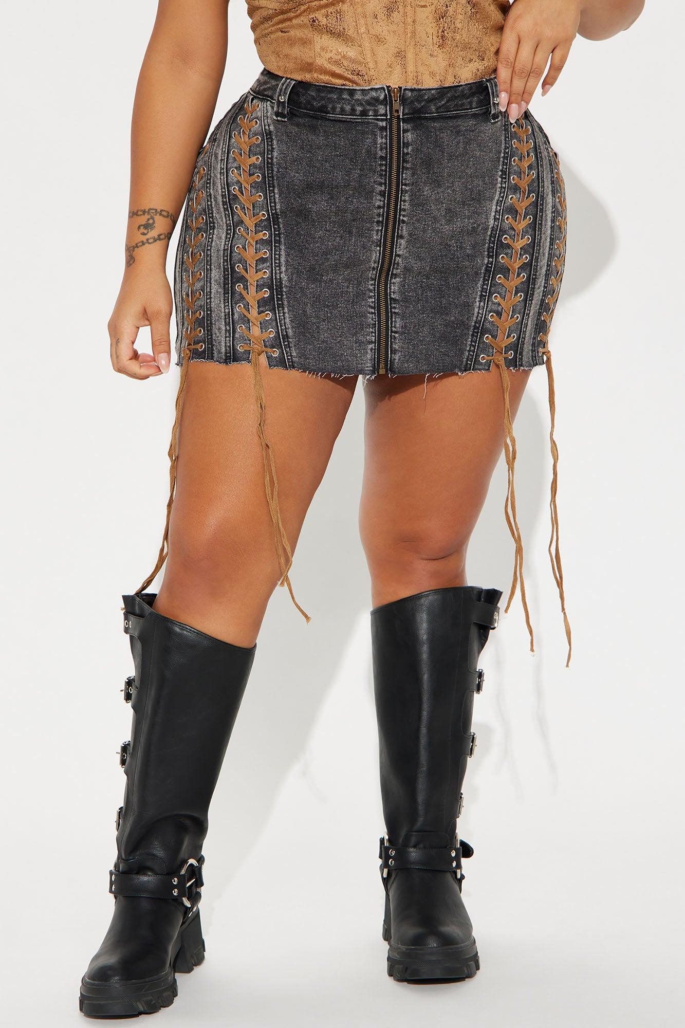 All About It Denim Mini Skirt - Black Wash Product Image