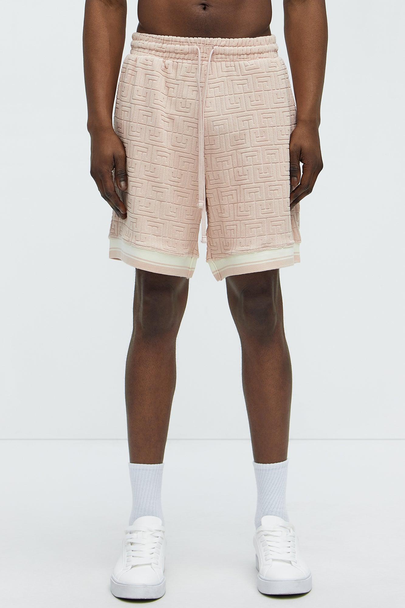 Grecian Textured Shorts - Pink Product Image