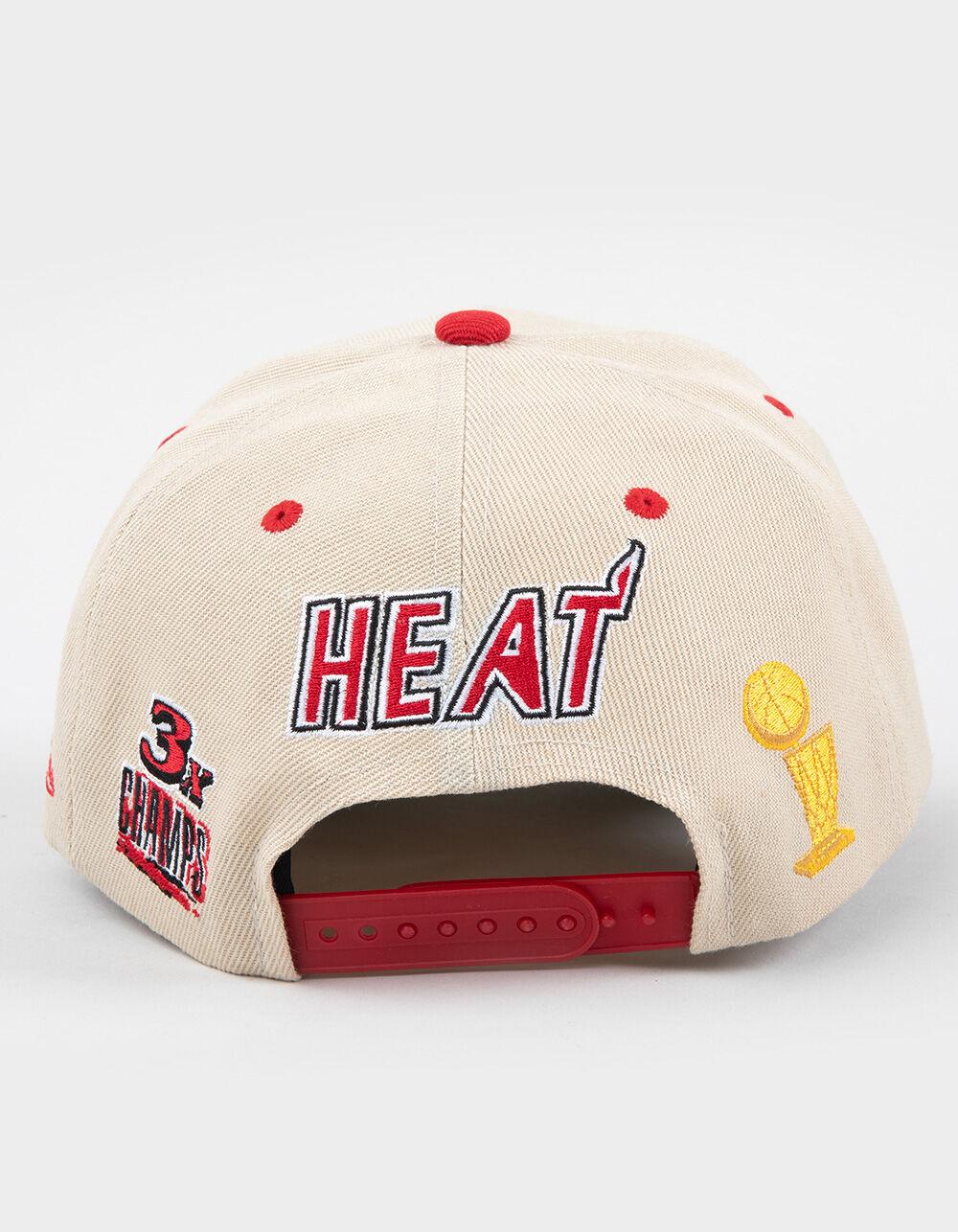 MITCHELL & NESS Miami Heat Pro Crown Snapback Hat - OATMEAL Product Image
