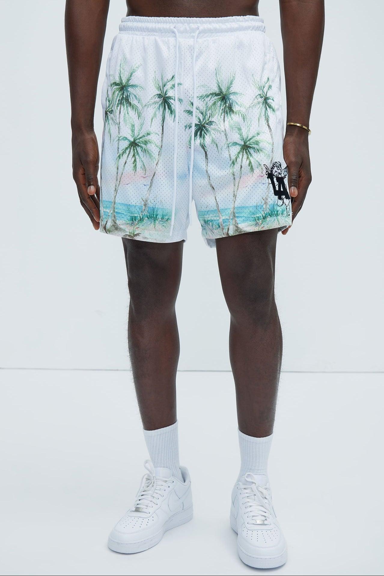 Lost Angeles Paradise Mesh Shorts - Off White Product Image
