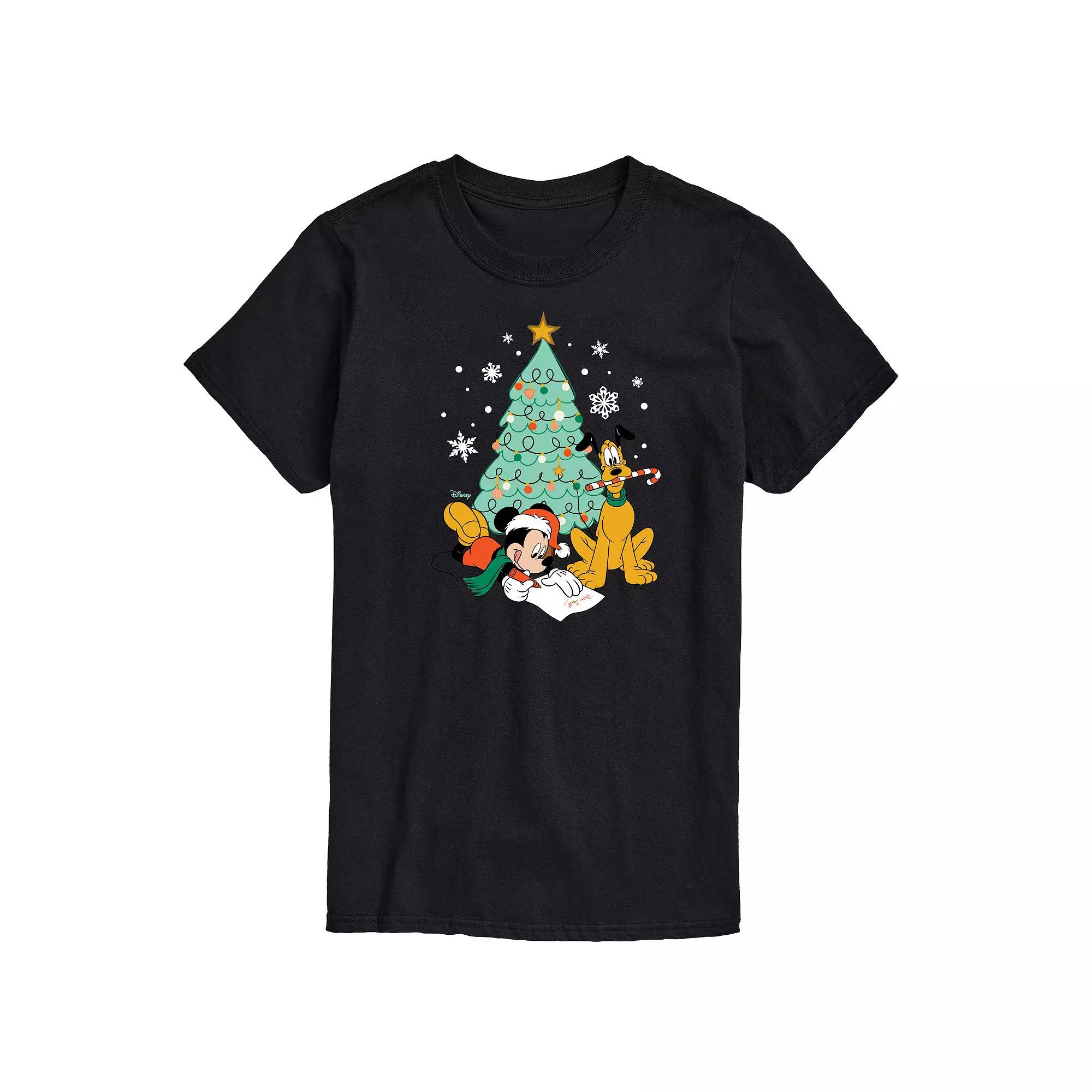 Disney's Mickey Mouse & Pluto Big & Tall Christmas Tree Graphic Tee, Men's,  Product Image