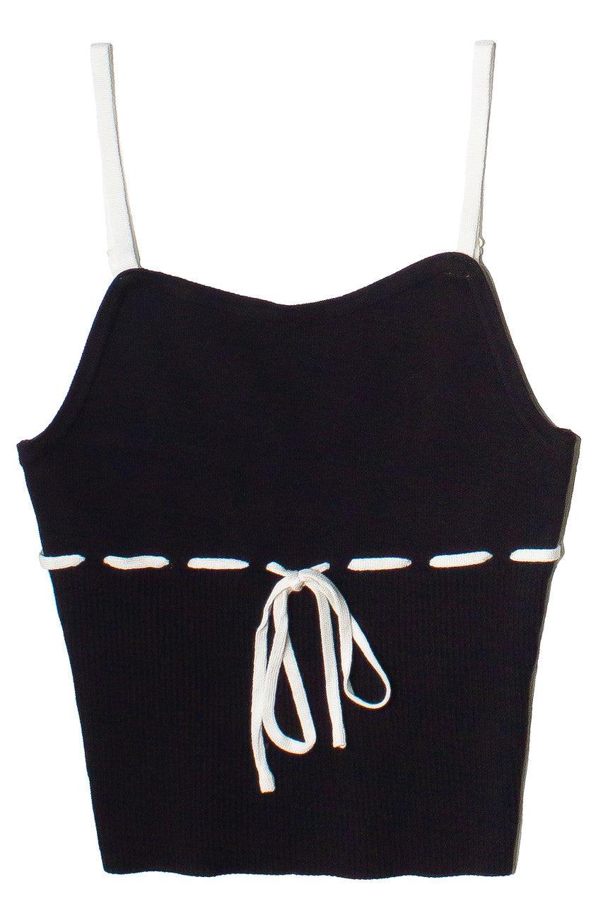 Running Stitch Bow Detail Knit Tank Top Product Image