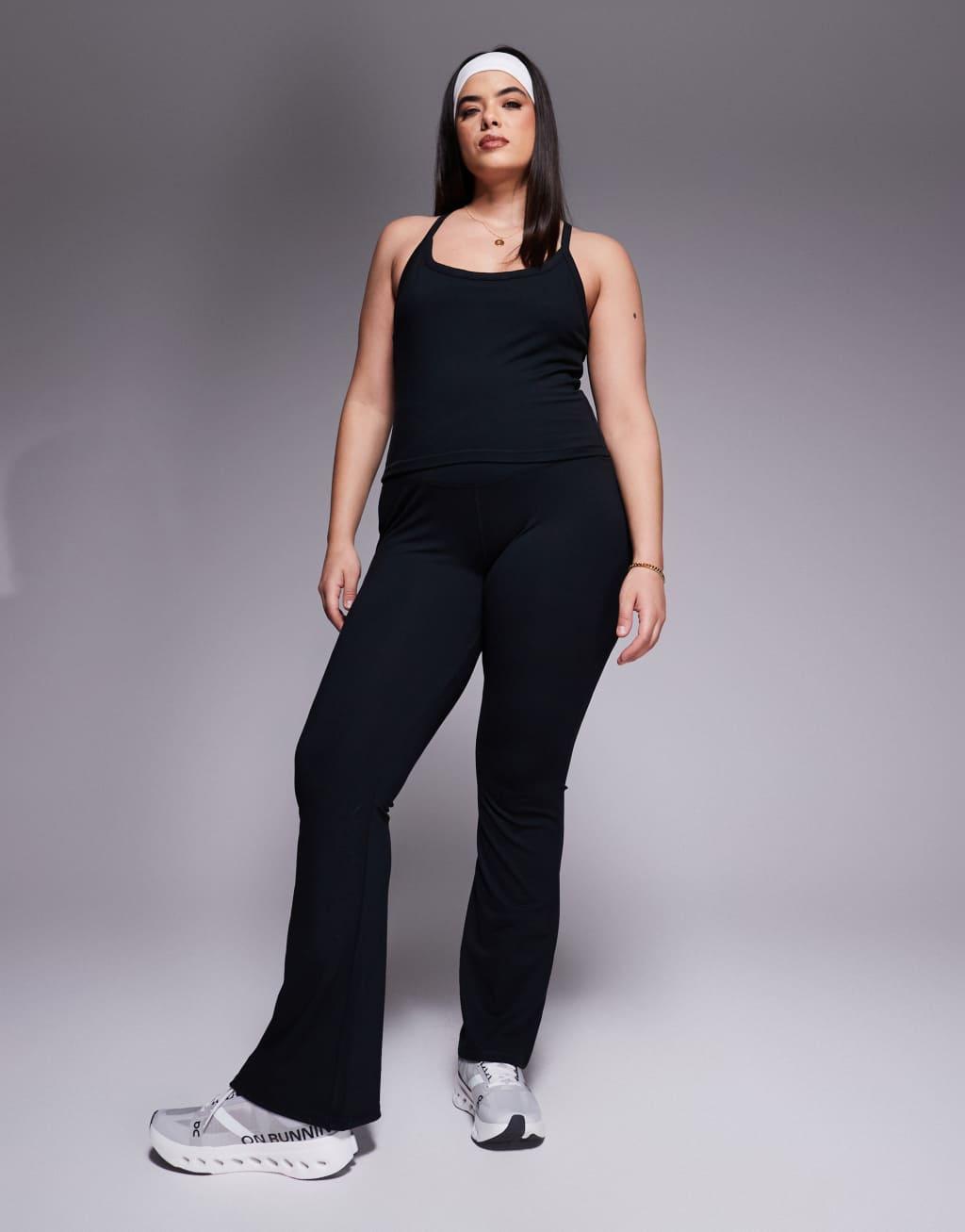 4505 Curve Icon soft touch yoga cami with inner bra in black  Product Image