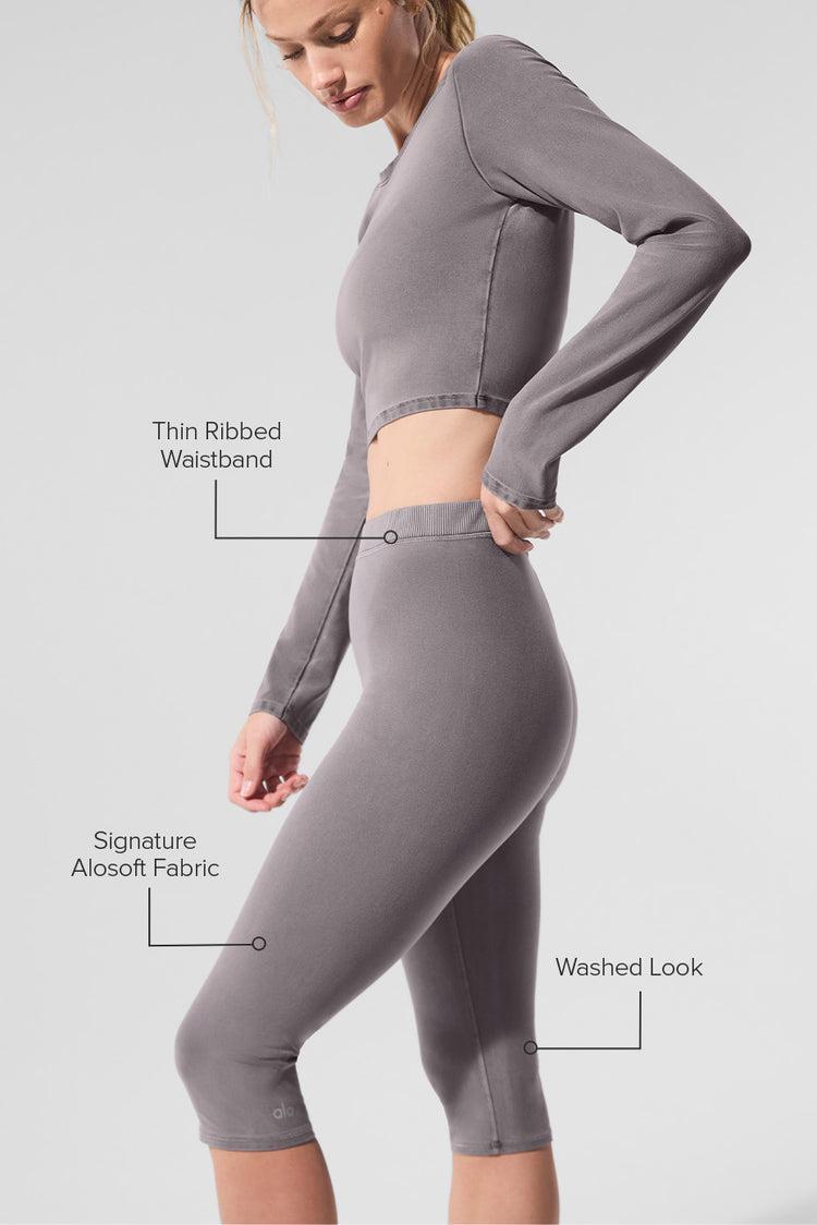 Washed Alosoft High-Waist Iconic 90's Capri - Cool Grey Wash Product Image