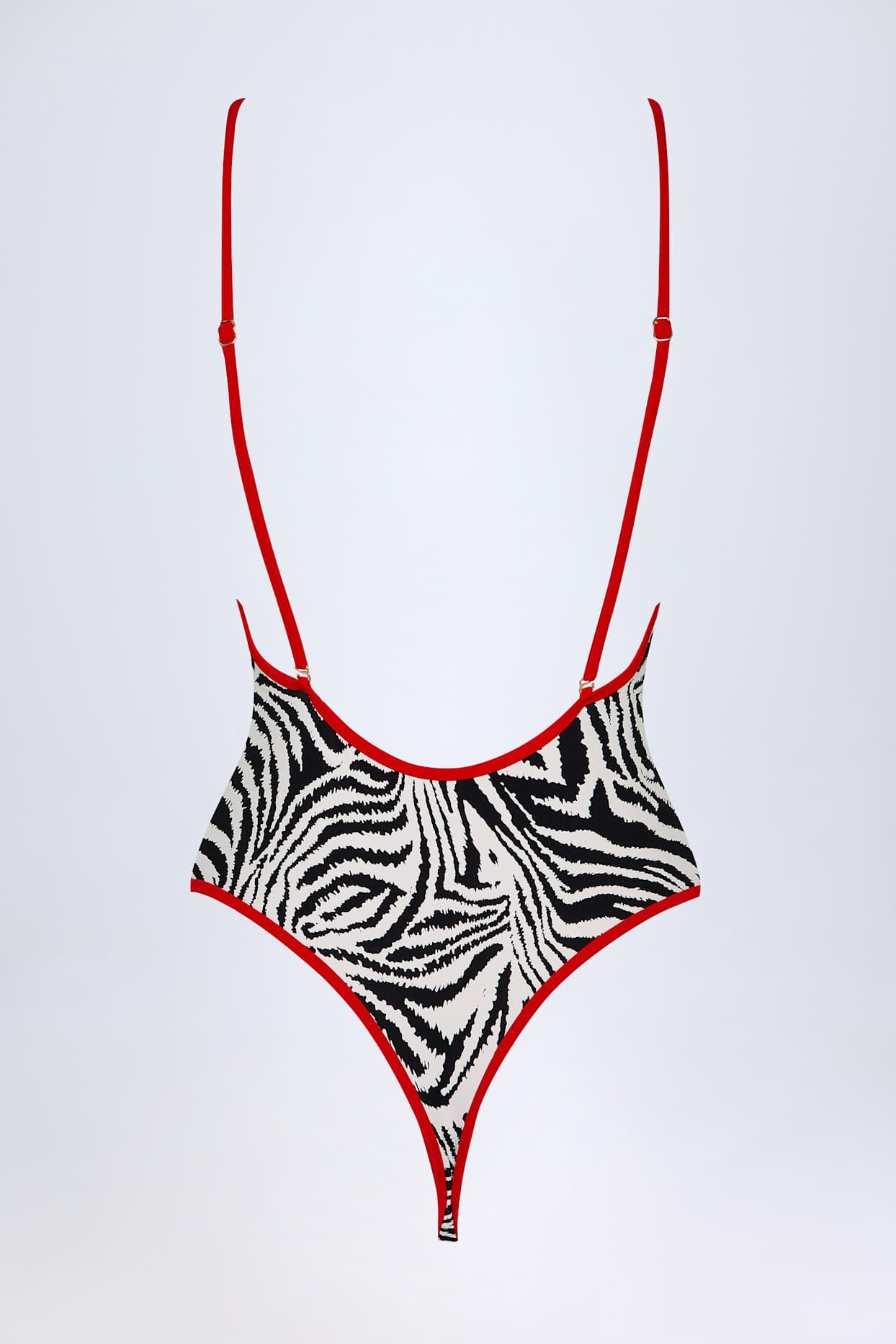 Cross-Back Swimsuit in Zebra Print Product Image