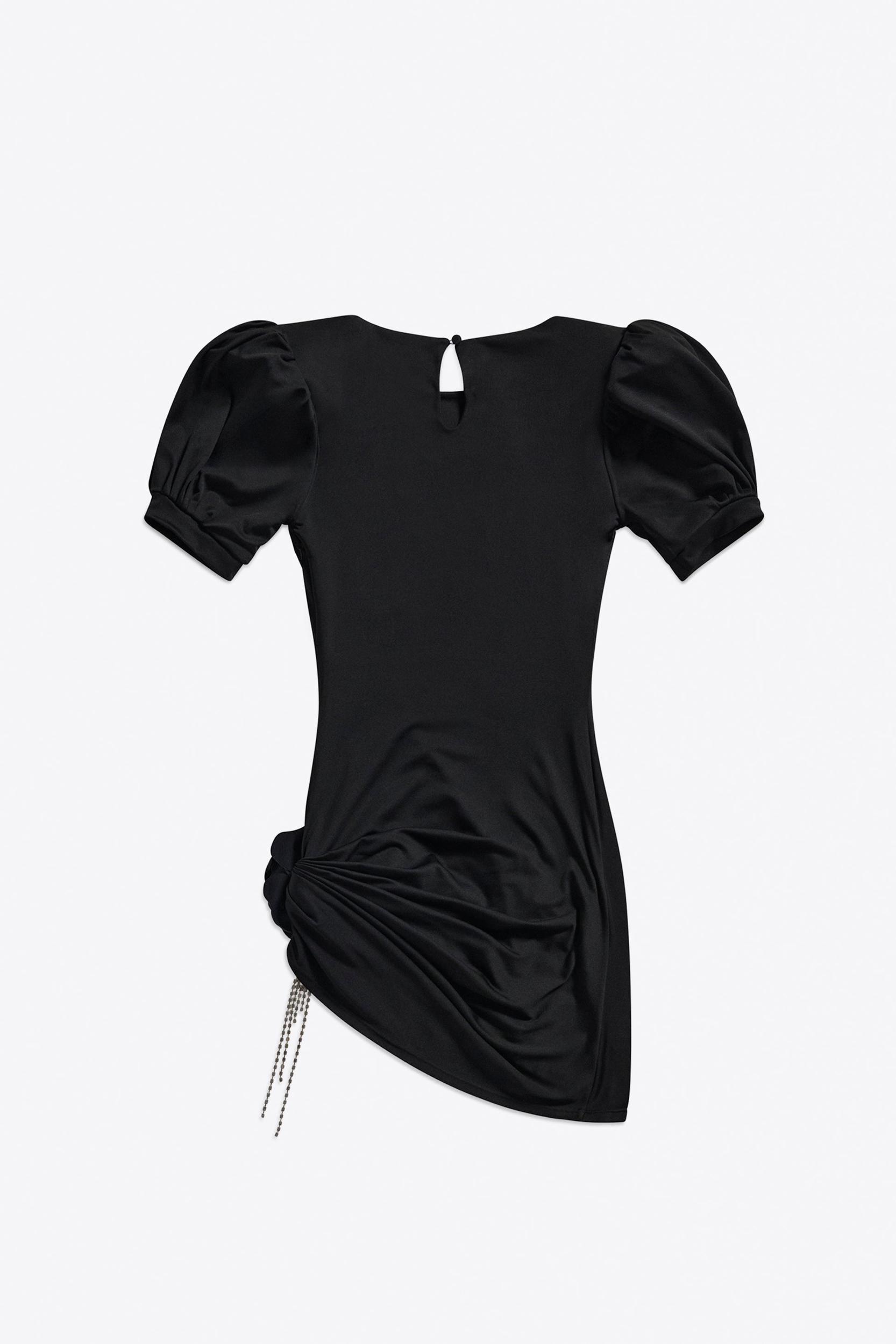 Crystal Flower Draped Short Sleeve Mini Dress Product Image