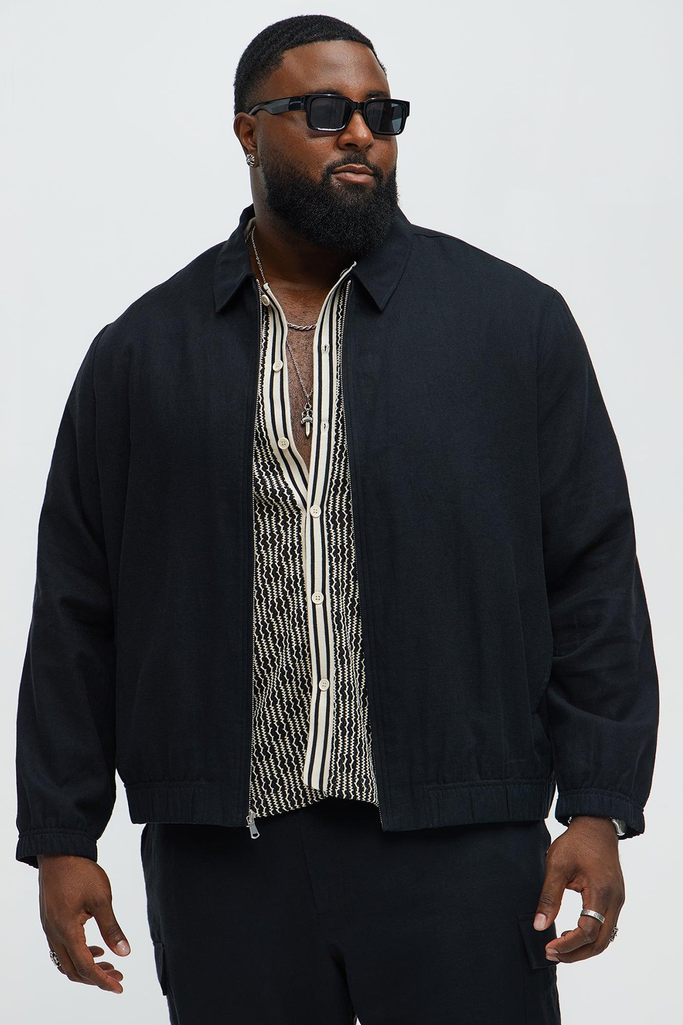 Bahamas Linen Zip Collar Jacket - Black Product Image