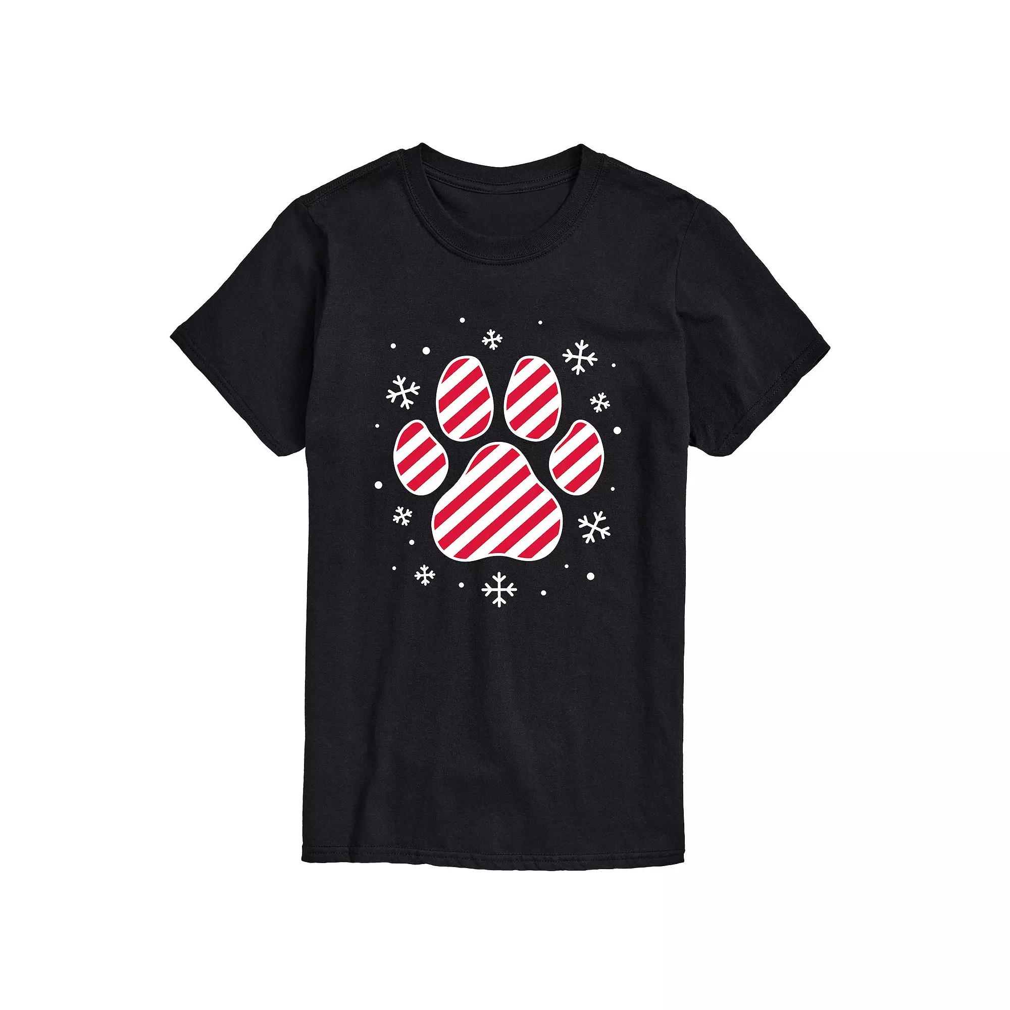 Big & Tall Candy Cane Paw Print Tee, Men's,  Product Image
