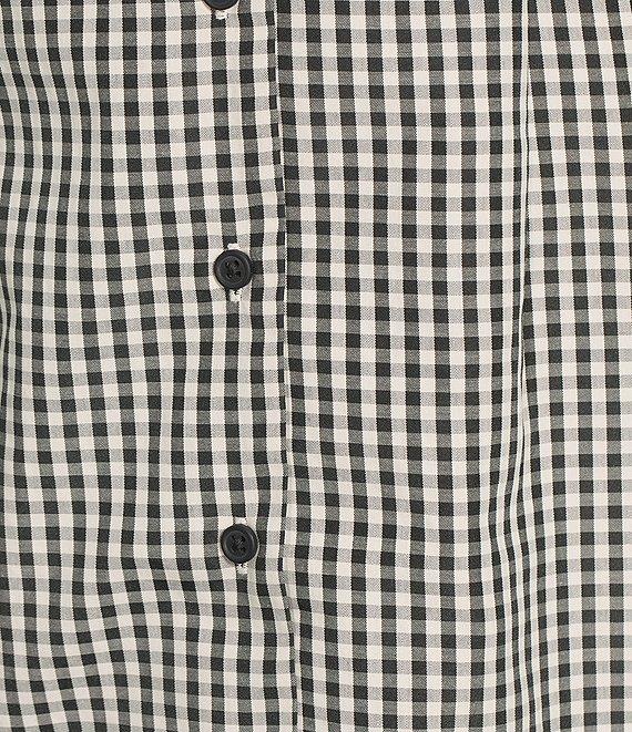 French Connection Gingham Round Neck Sleeveless Button Front Mini Dress Product Image