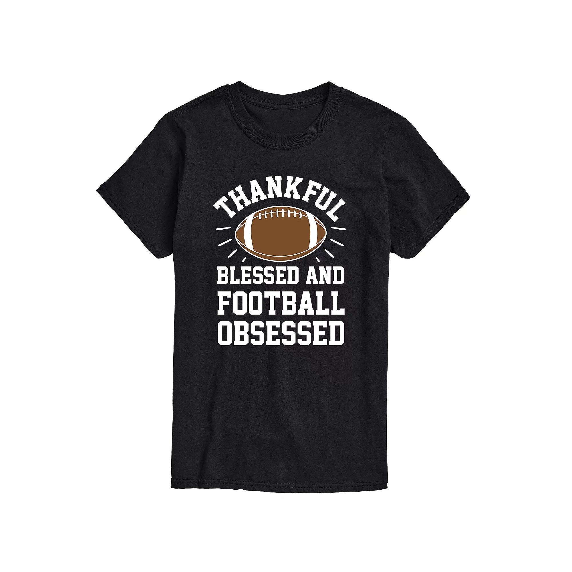 Big & Tall Thankful Blessed Football Tee, Men's,  Product Image