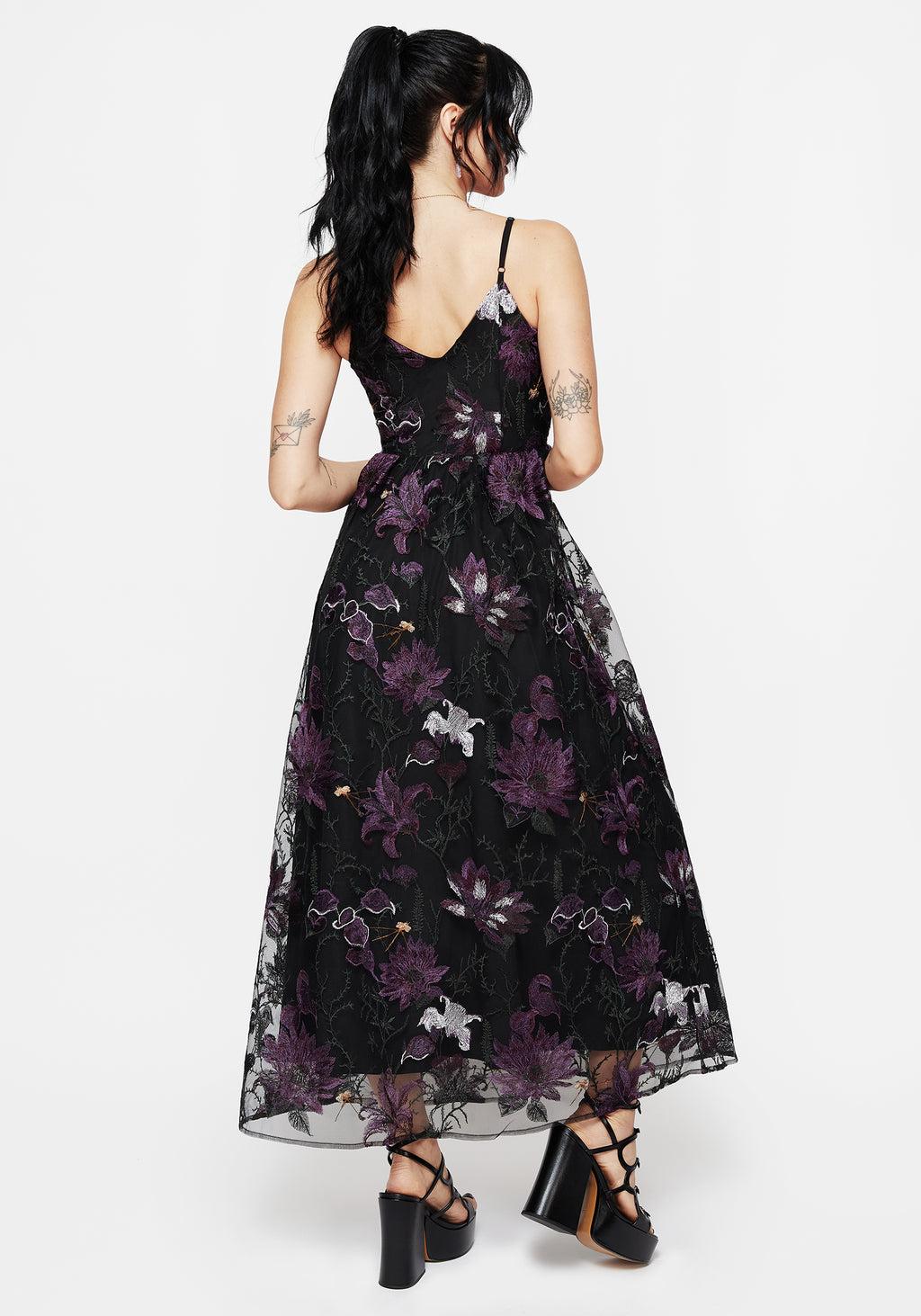 Estrid Embroidered Mesh Midaxi Cami Dress Product Image