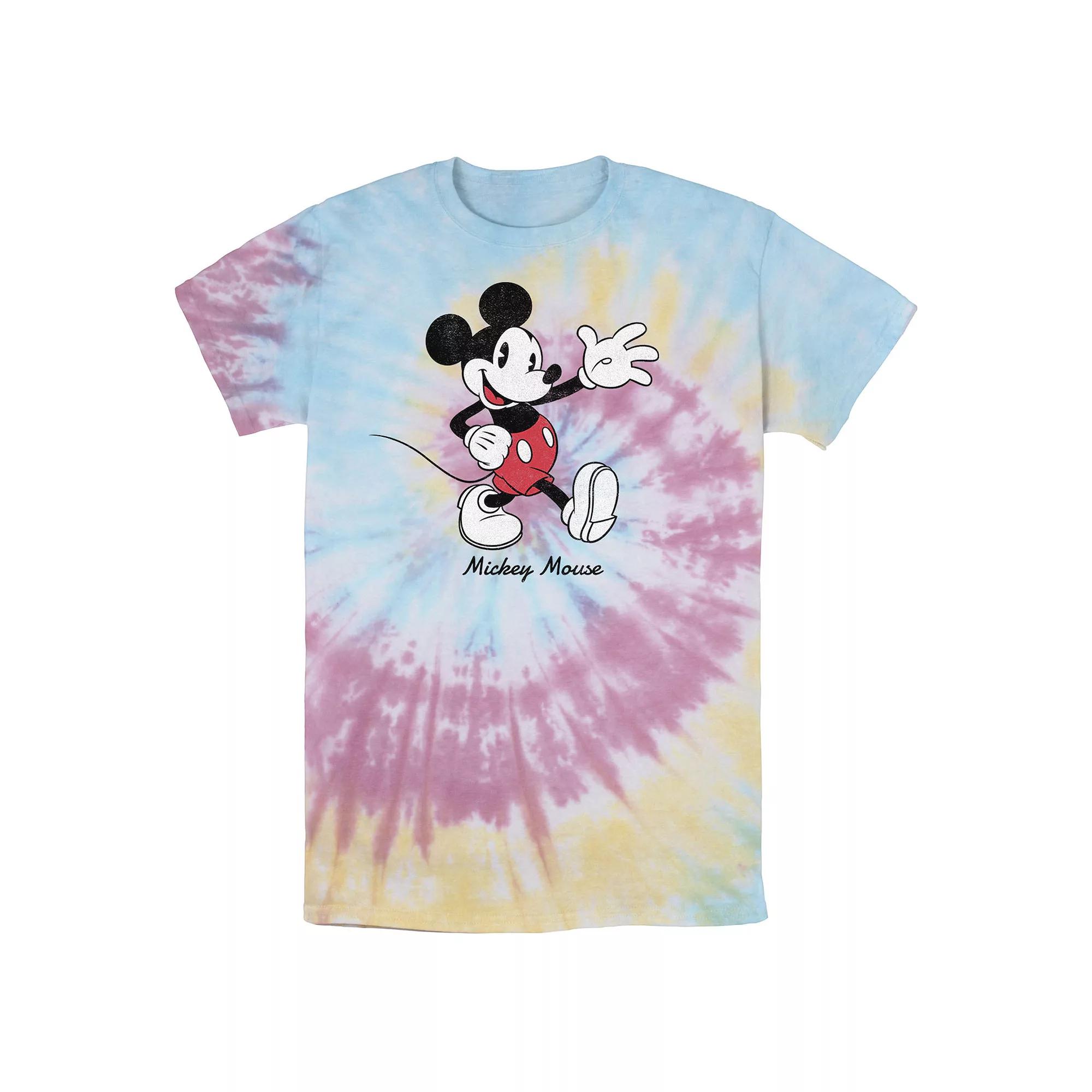 Men's Disney Mickey Mouse Cursive Text Circle Logo Wash Tee,  Product Image
