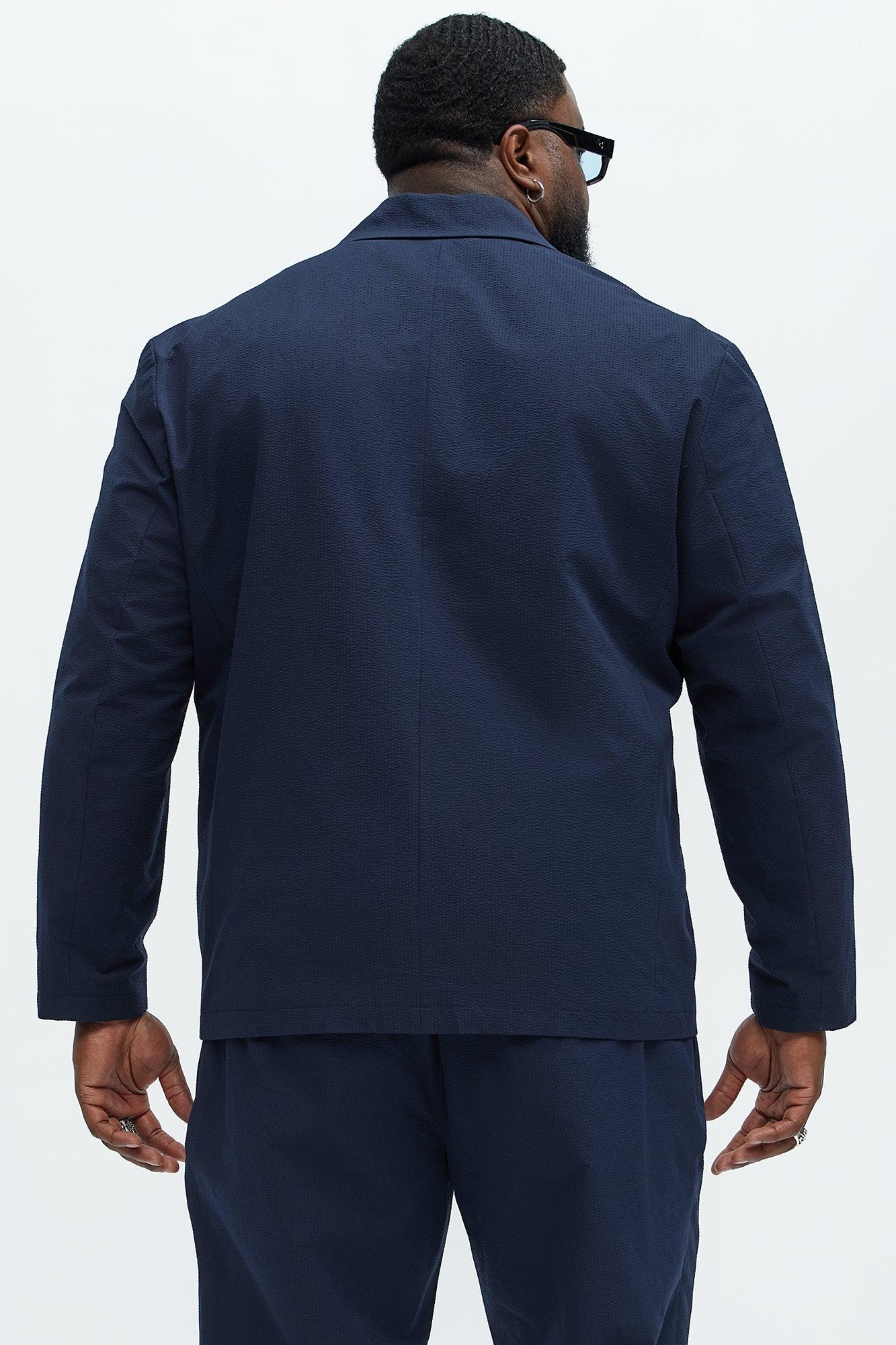 Seersucker Casual Blazer - Navy Product Image