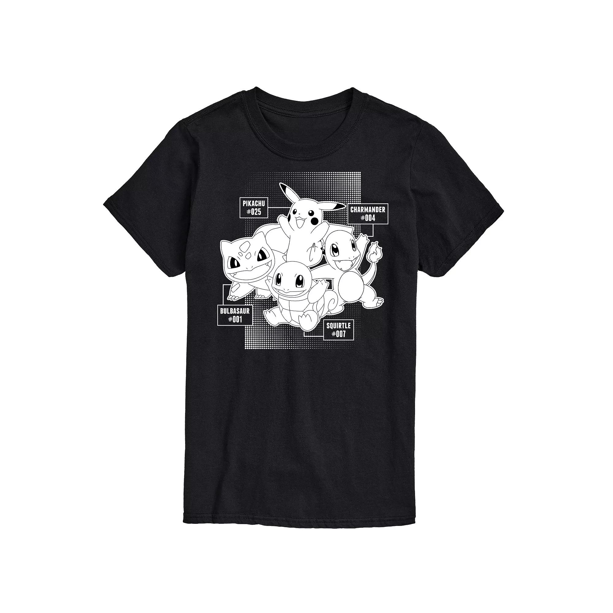 Big & Tall Pokemon Starter Characters Black And White Graphic Tee, Men's,  Product Image