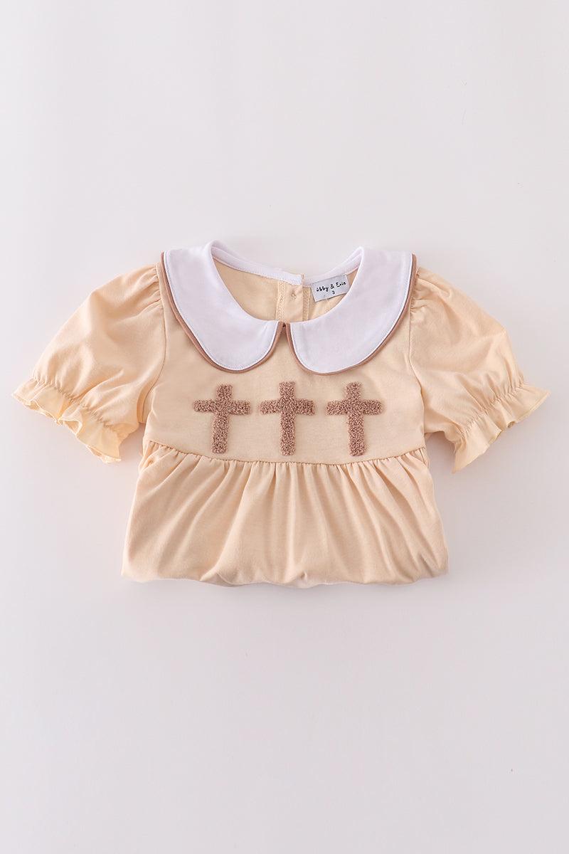 Cream cross french knot dress Product Image