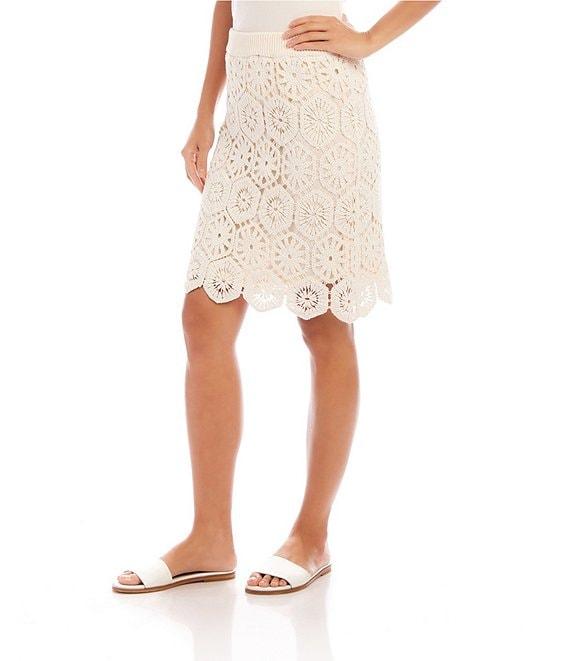 Karen Kane Hexagon Squares Crochet Skirt Product Image