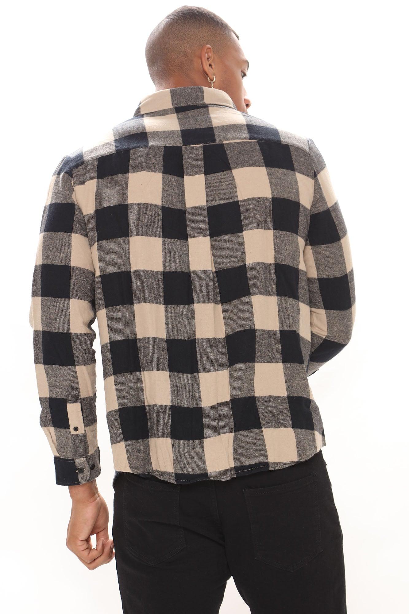 On The Boulevard Long Sleeve Flannel Shirt - Khaki/combo Product Image