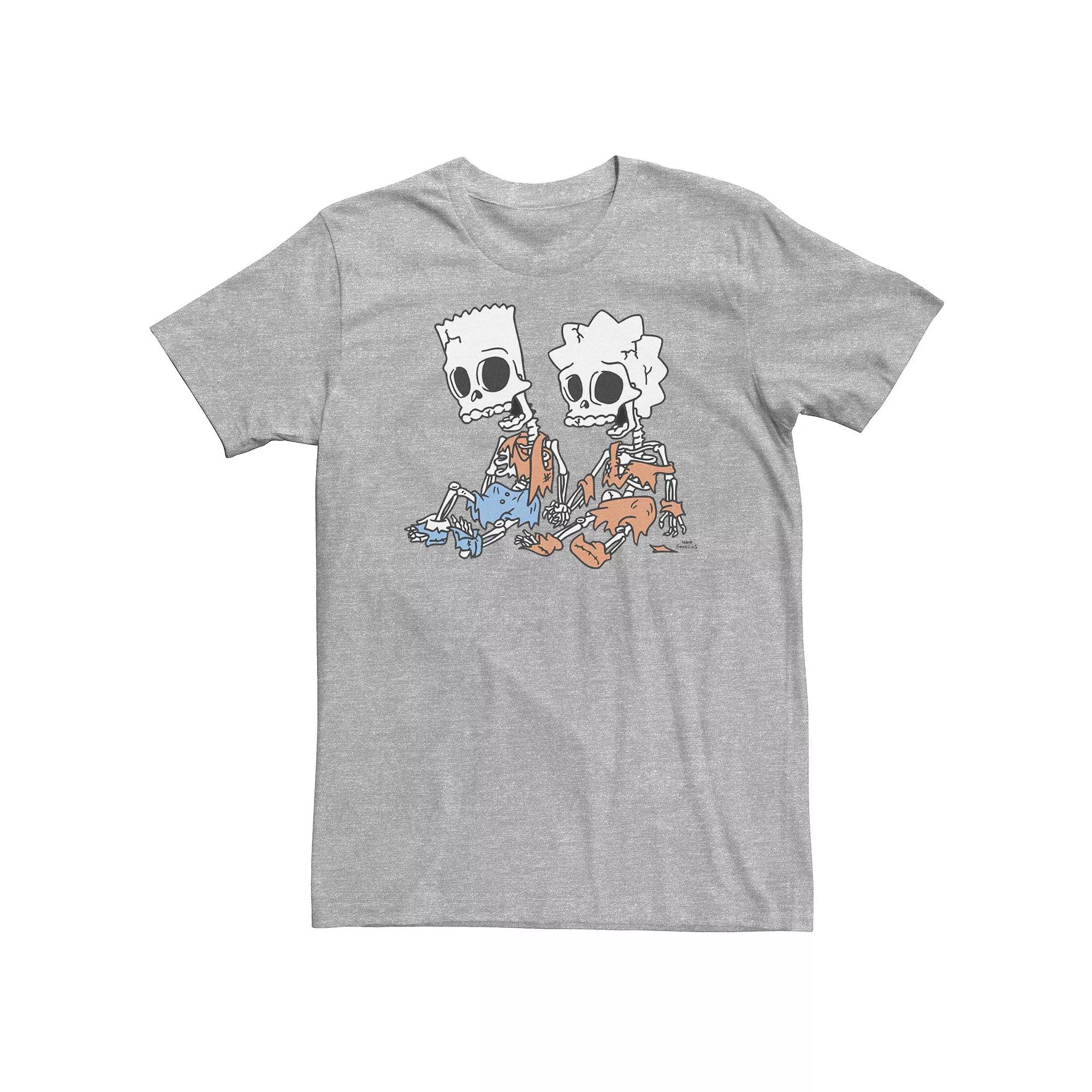 Big & Tall The Simpsons Bart And Lisa Skeletons Portrait Tee, Men's,  Product Image