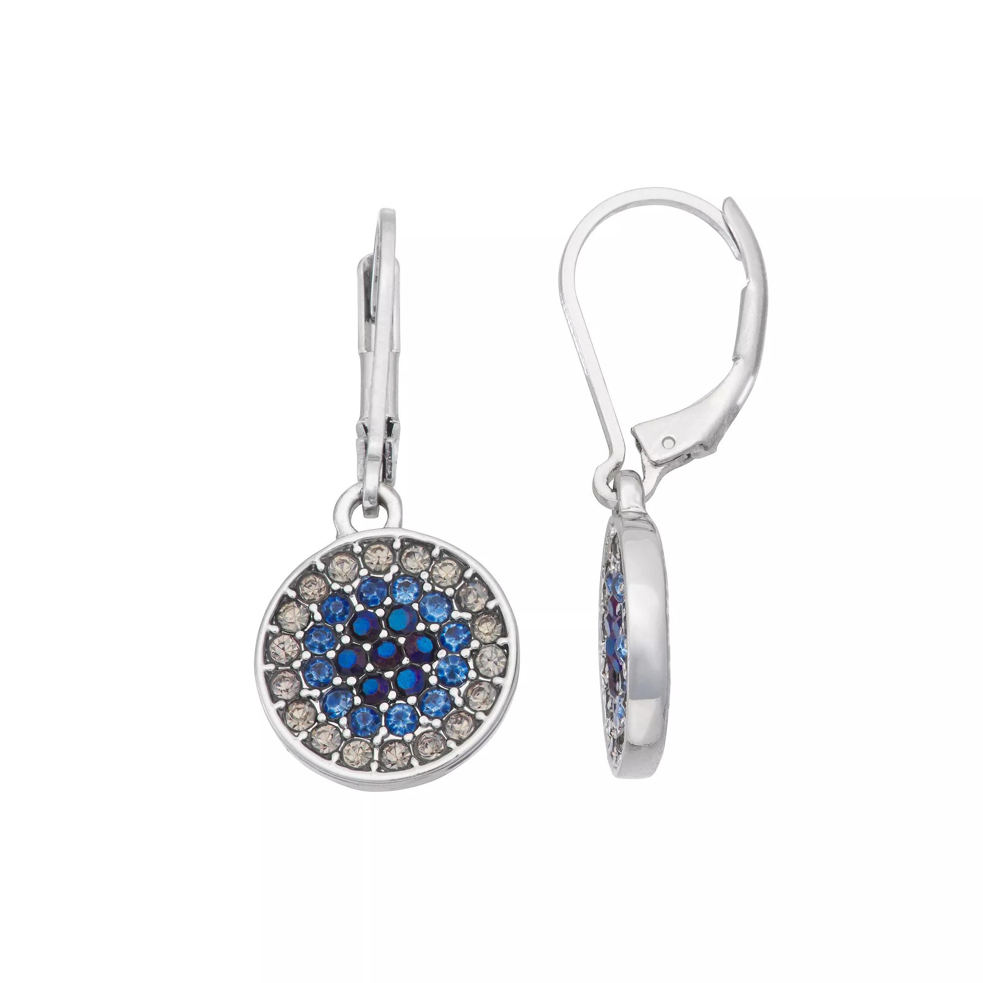 Simply Vera Vera Wang Silver Tone Clear & Blue Simulated Crystal Disc Drop Earrings, Women's Product Image