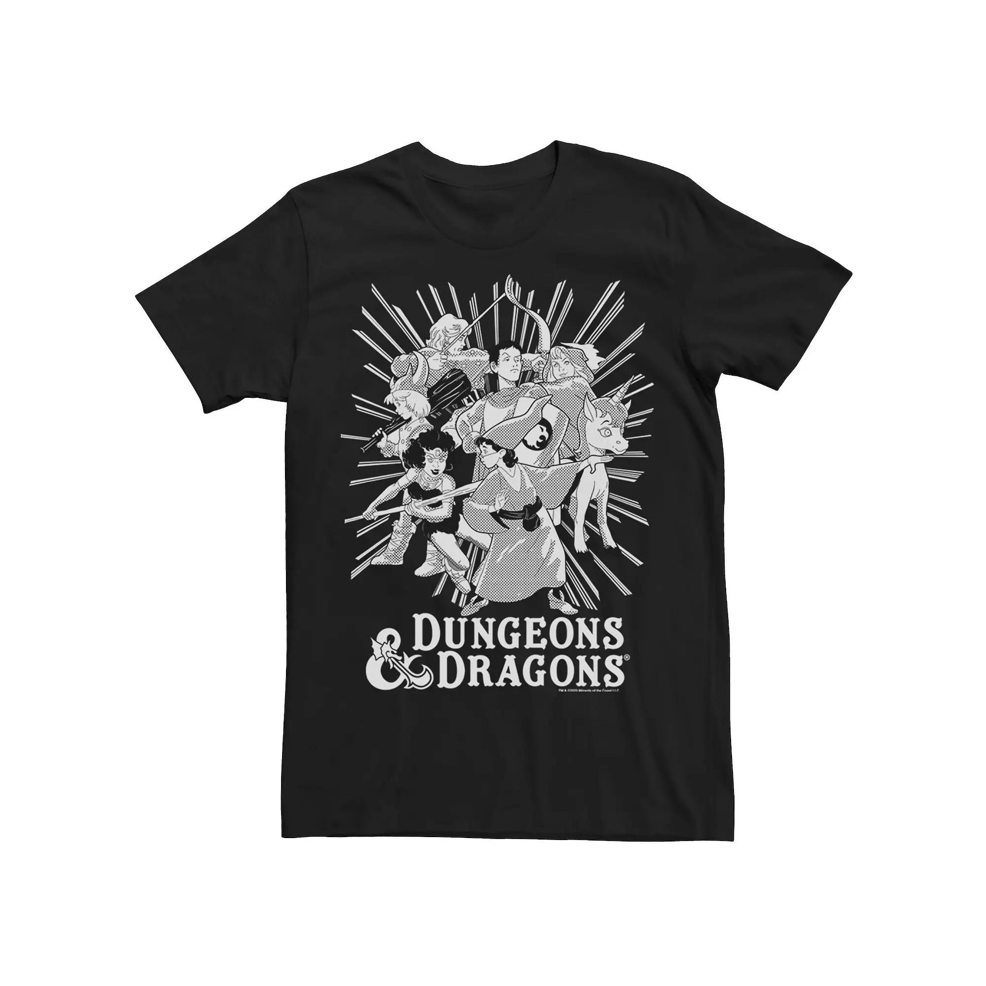 Men's Dungeons And Dragons Group Shot Dark Tones Tee, Size: Medium, Black Product Image
