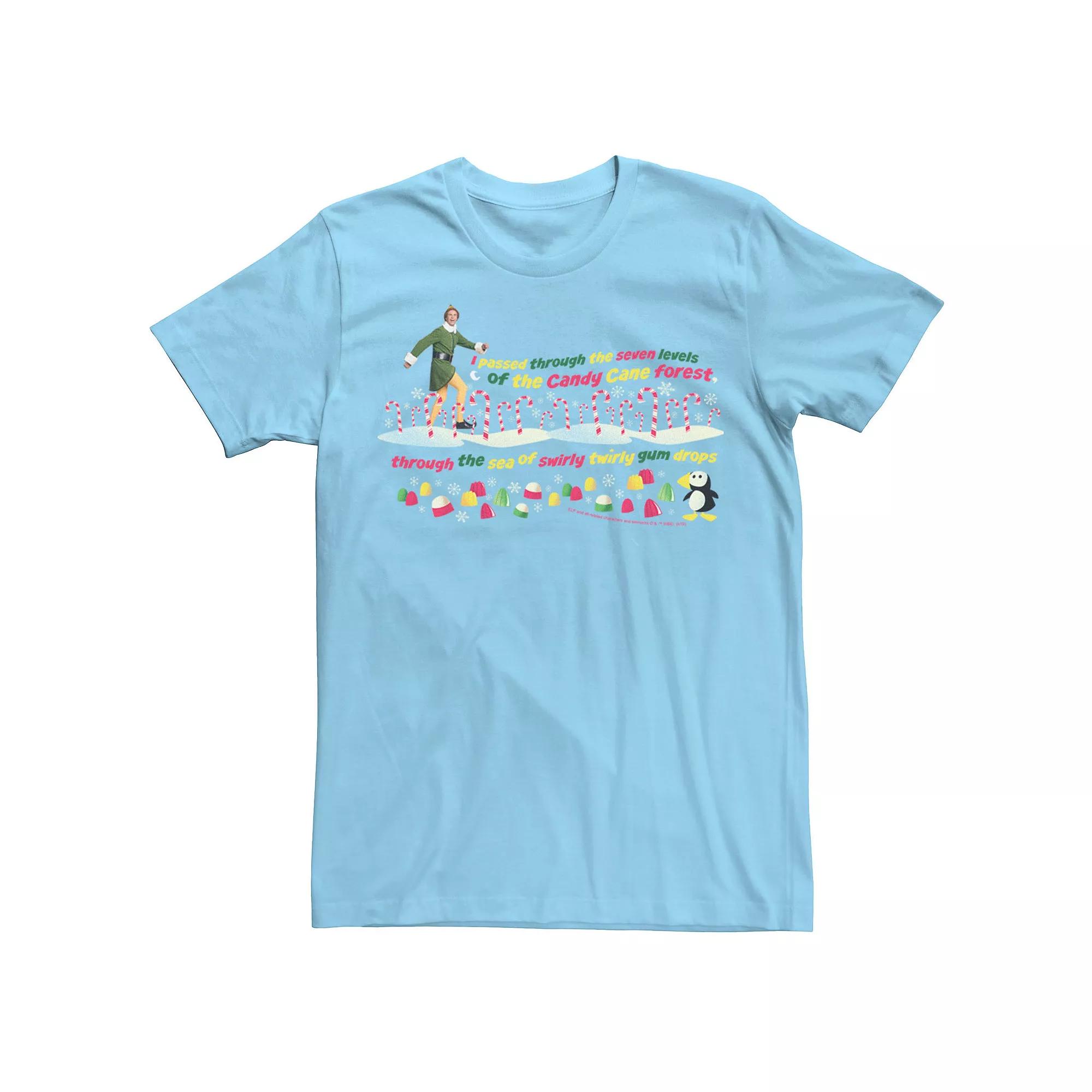 Men's Elf Buddy Seven Levels Of The Candy Cane Forest Text Tee,  Product Image