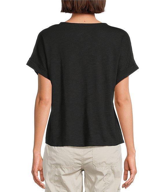 Westbound Knit V-Neck Flowy Short Sleeve Top Product Image