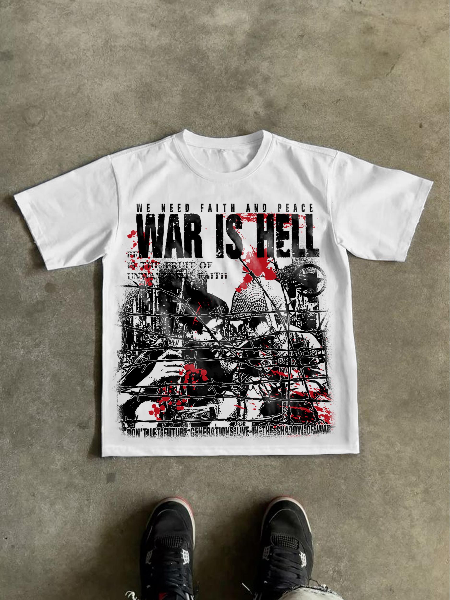 War Is A Hell Retro Old Graphic Cotton T-Shirt Product Image