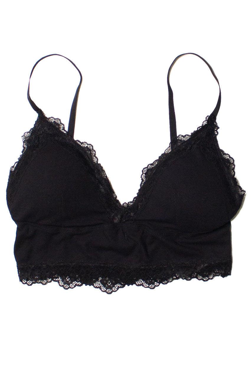 Black Lace Trim Bralette Product Image