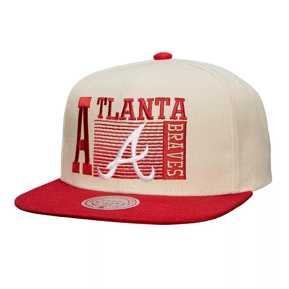 Men's Mitchell & Ness Cream Atlanta Braves Cooperstown Collection Speed Zone Snapback Hat, Beige Product Image