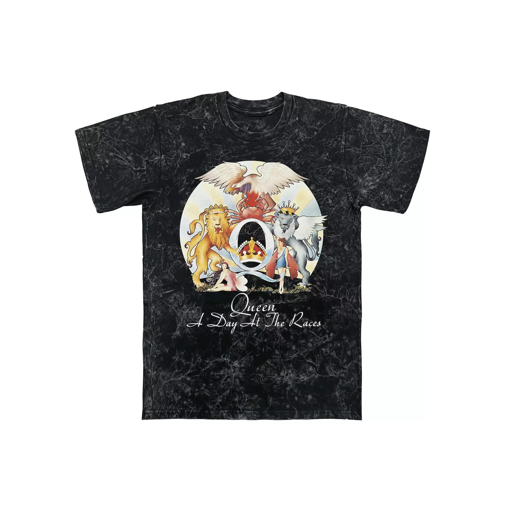 Men's Queen A Day At The Races Album Mineral Wash Graphic Tee, Size: Medium, Black Mineral Wash Product Image