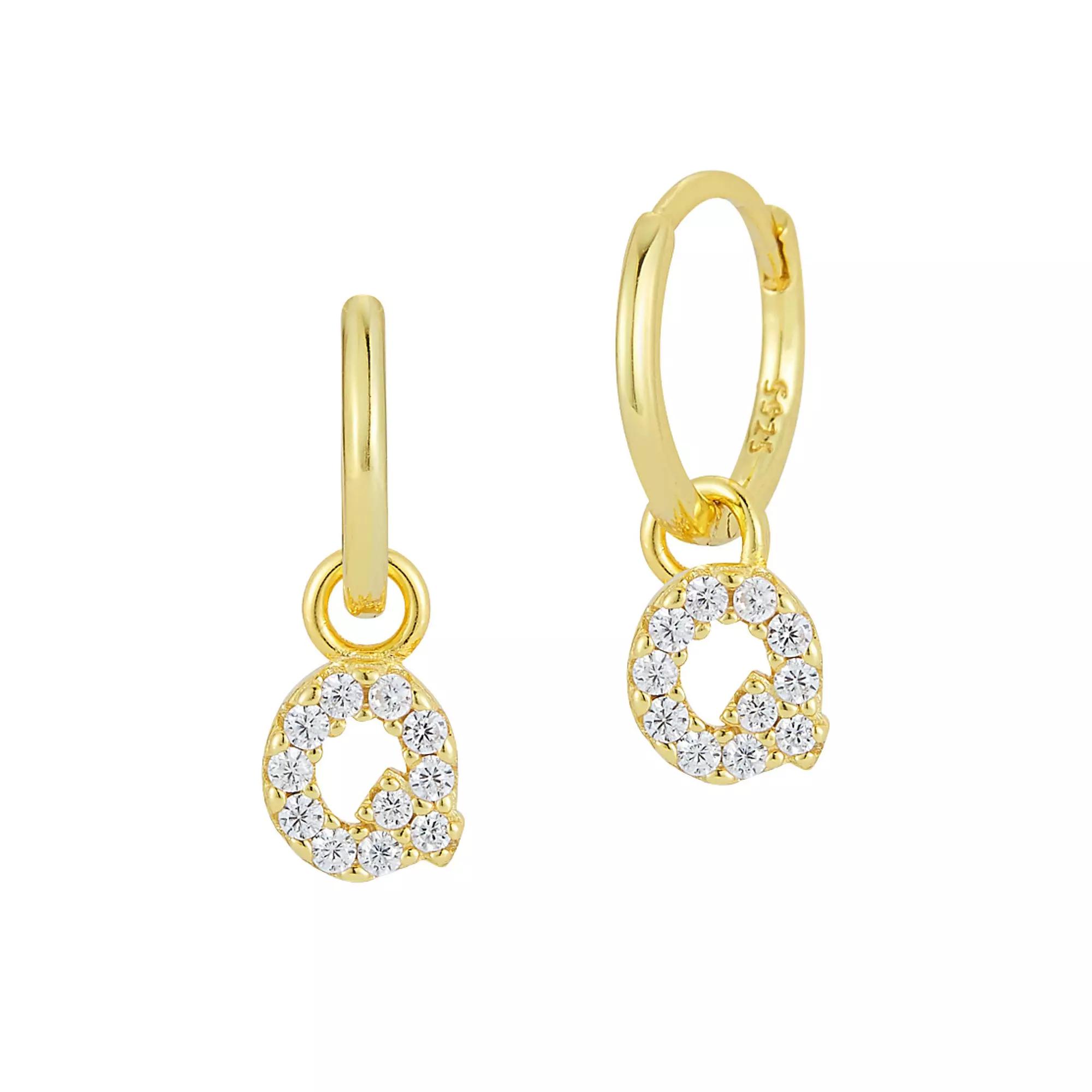 Sunkissed Sterling Cubic Zirconia 14k Gold Plated Initial Drop Earrings, Women's, Gold Tone Q Product Image