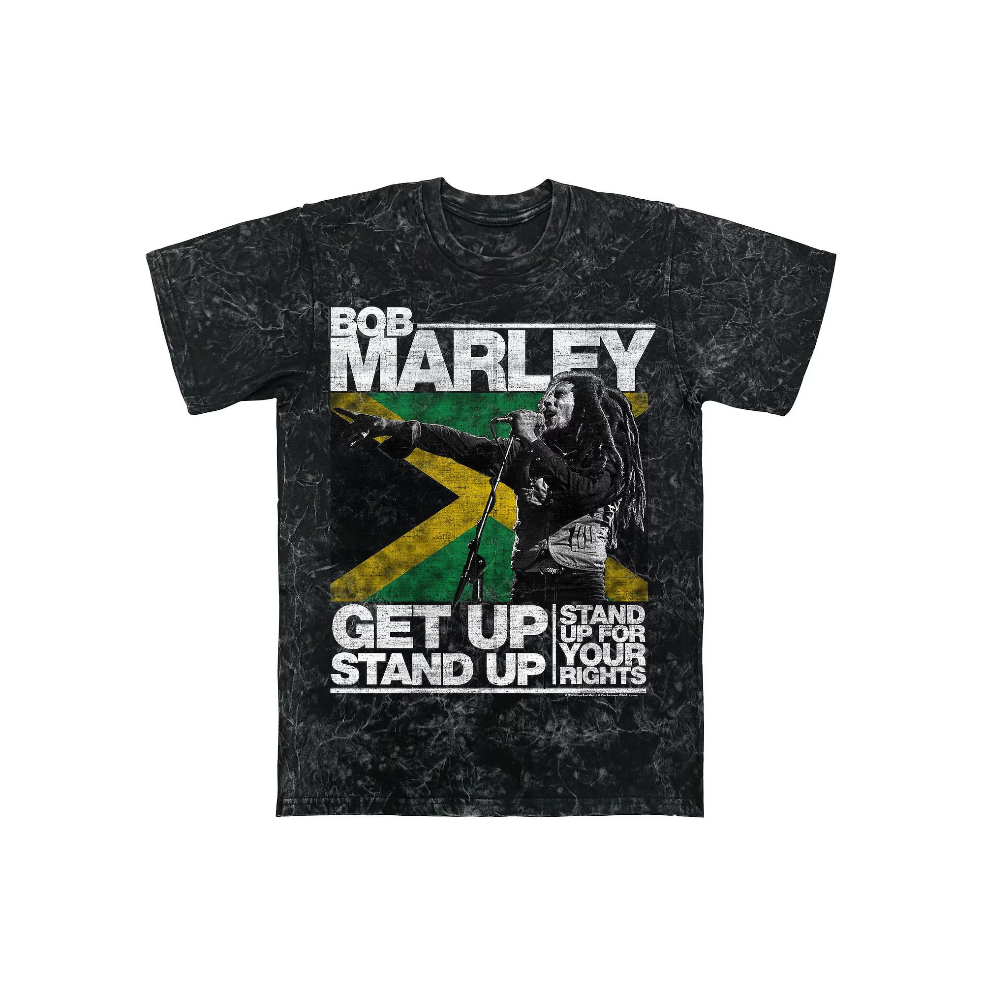 Men's Bob Marley Get Up Graphic Tee, Size: Large, Black Mineral Wash Product Image
