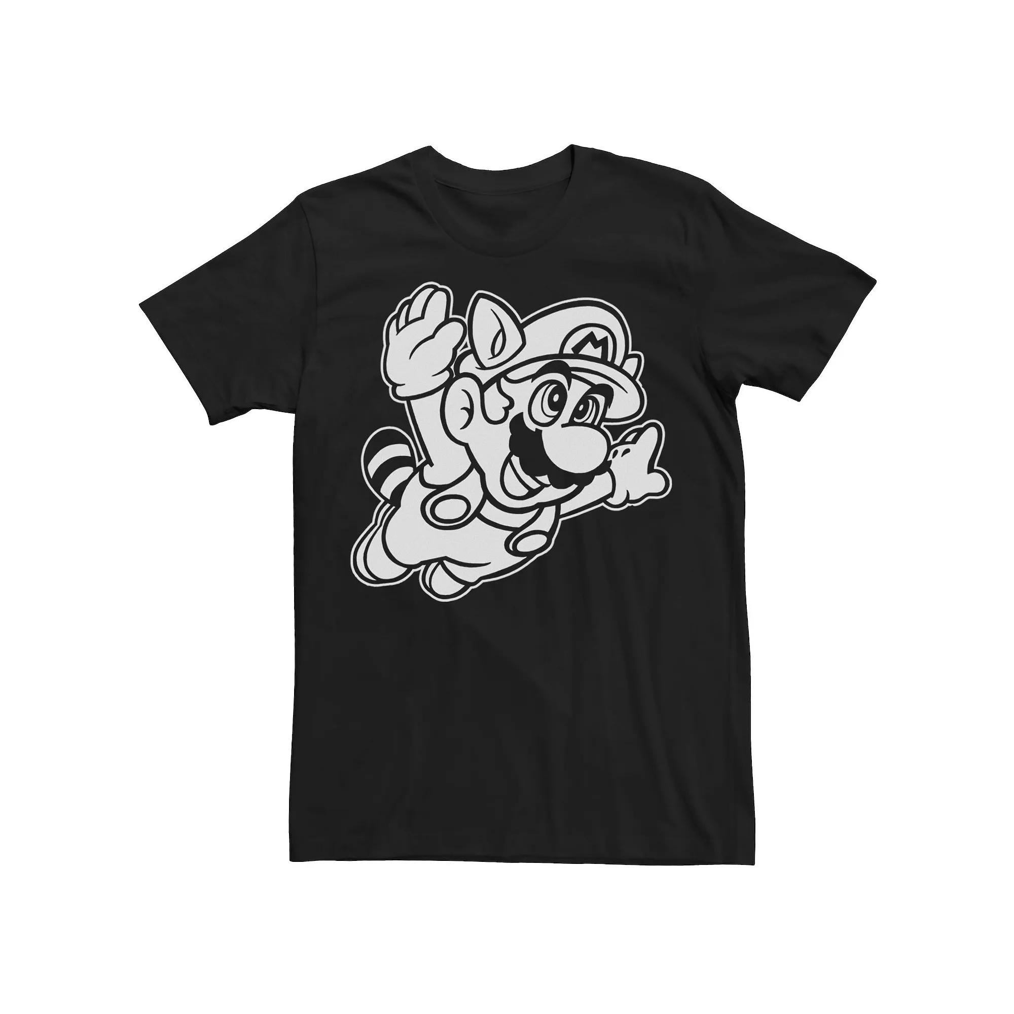 Men's Nintendo Super Mario 3 Raccoon Fly Line Art Tee,  Product Image