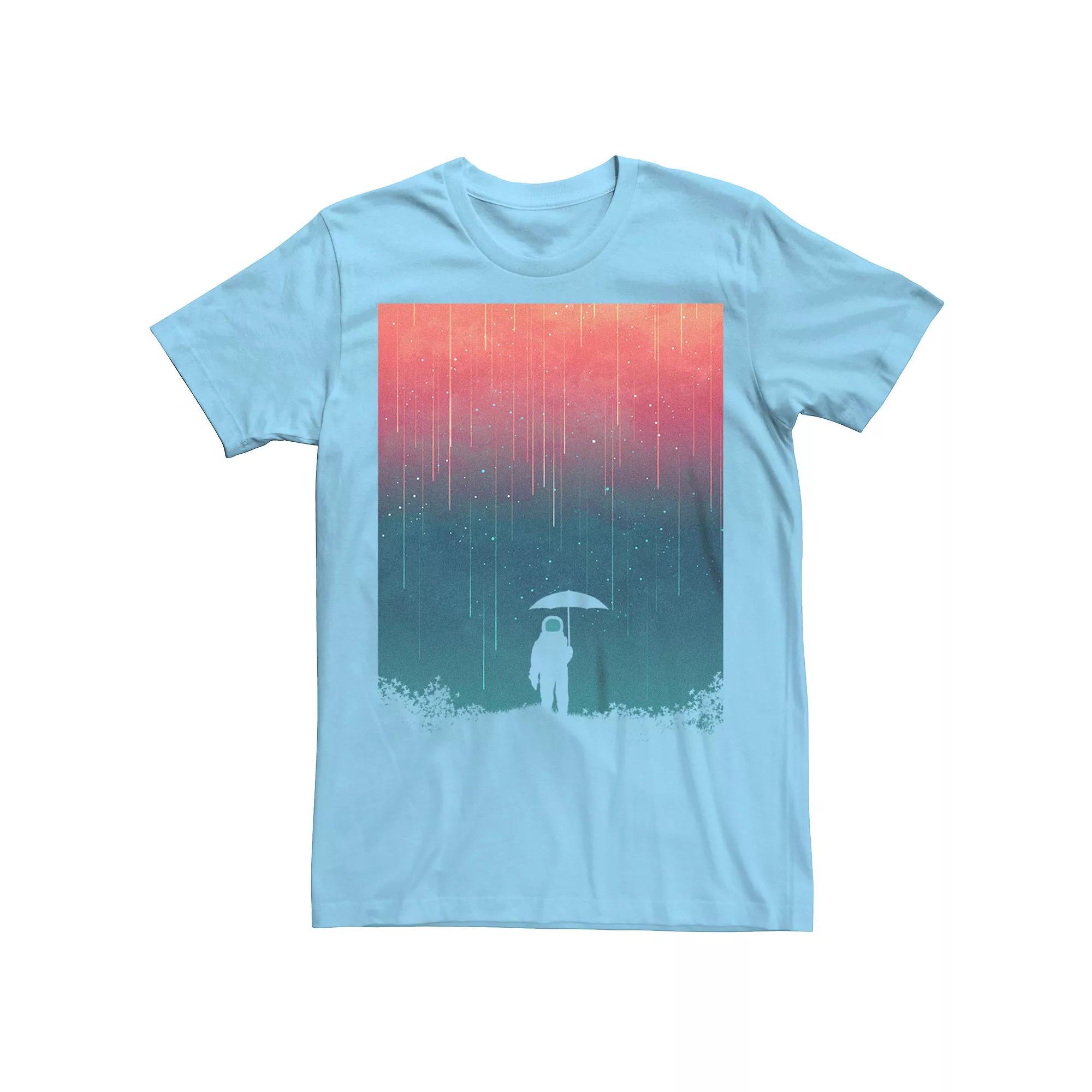 Men's Astronaut Cosmic Rain Pour Graphic Tee, Size: Medium, White Product Image