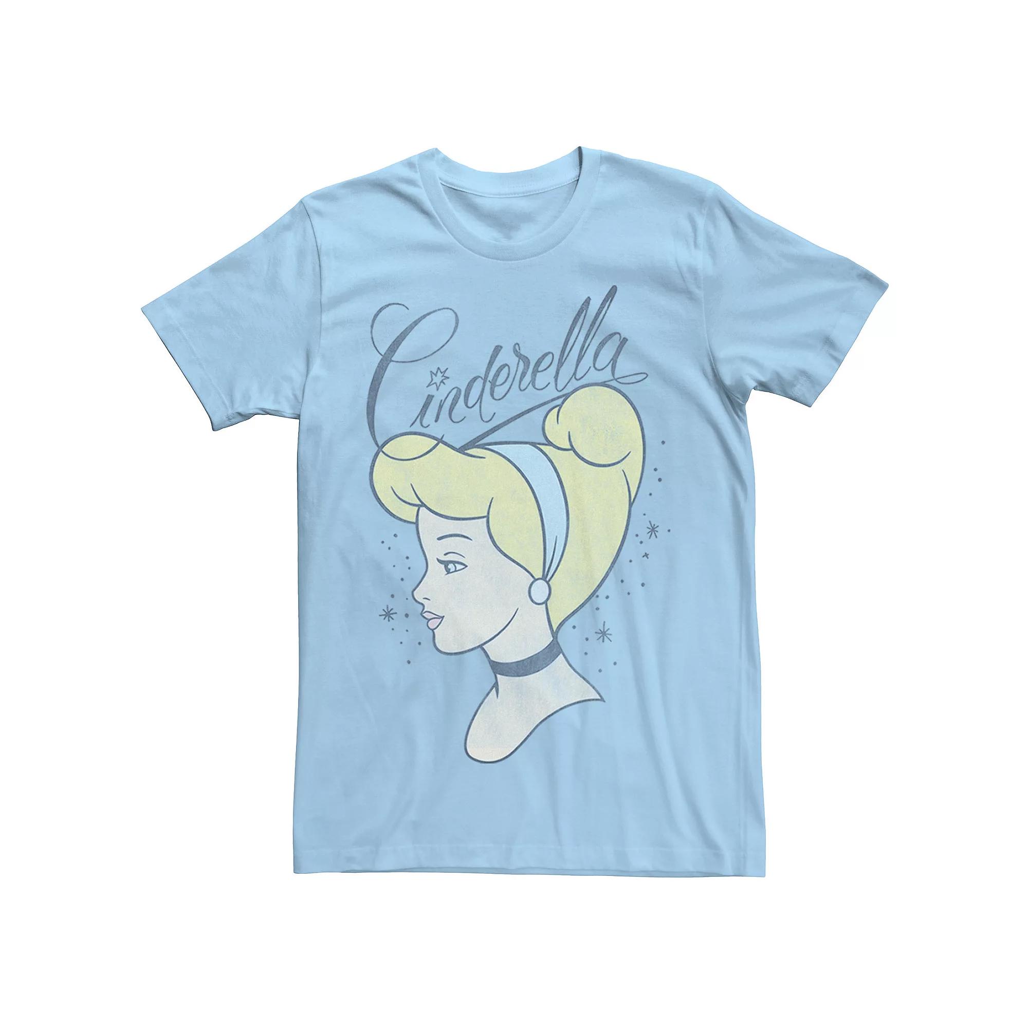 Disney's Cinderella 70th Anniversary Cinderella Profile Men's Tee, Size: XXL, Light Blue Product Image