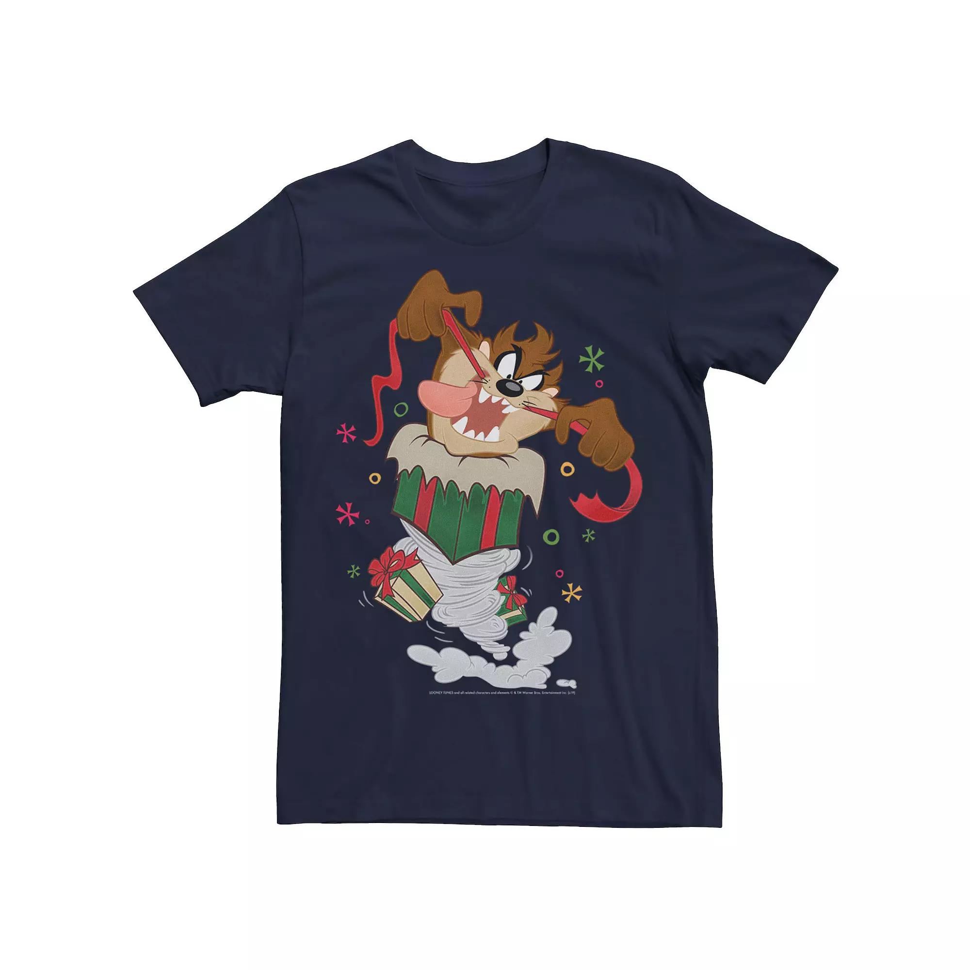 Men's Looney Tunes Christmas Taz Ripping Presents Tee,  Product Image