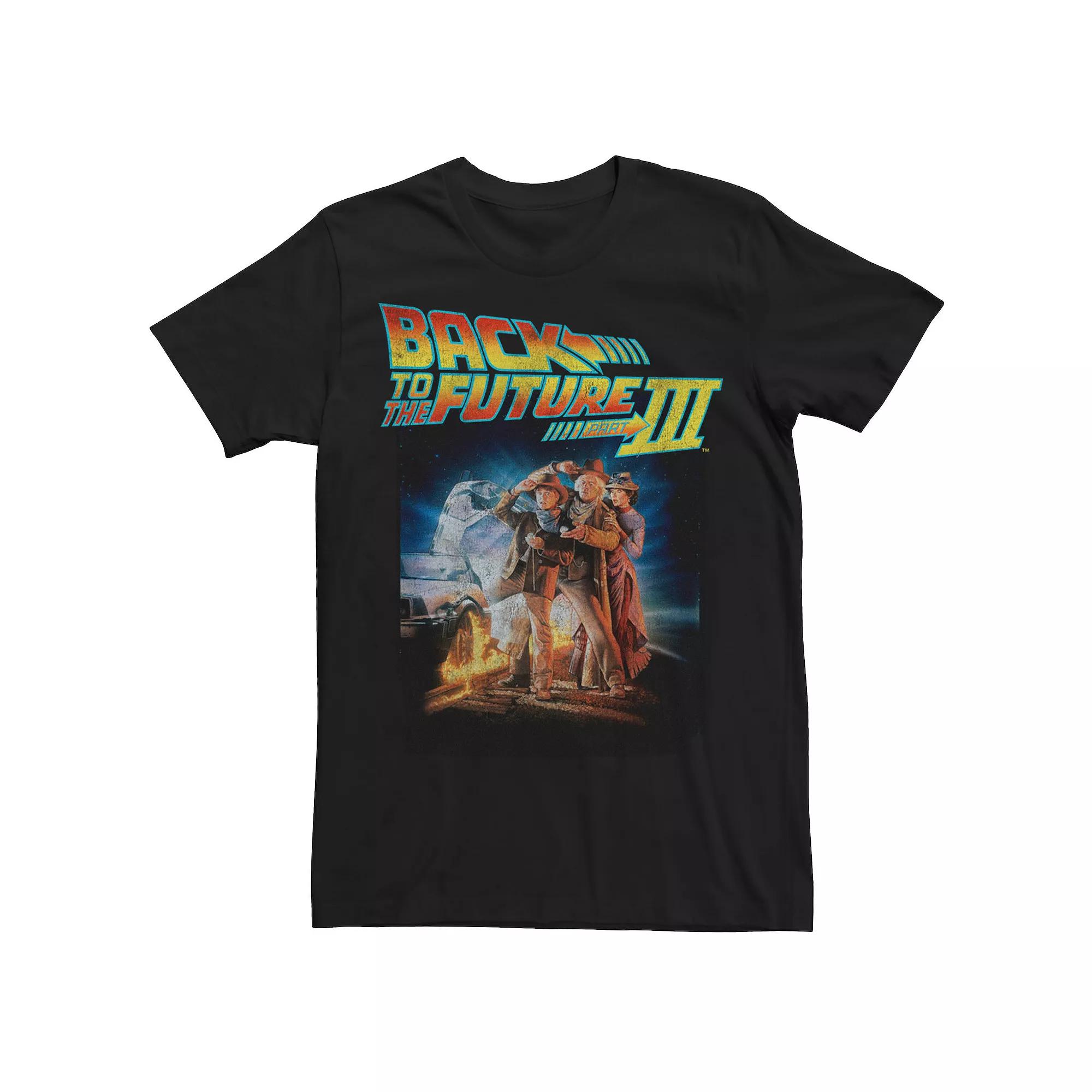 Men's Back To The Future Three Group Pose With Car Graphic Tee, Size: 3XL, Black Product Image