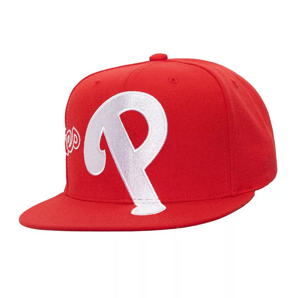 Men's Mitchell & Ness  Red Philadelphia Phillies Big Time Snapback Hat Product Image