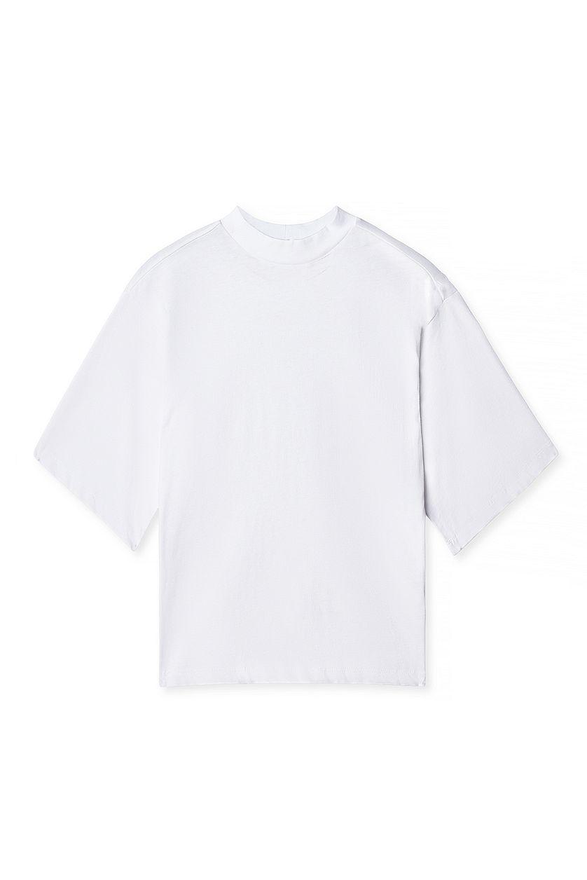 Funnel Neck Shaped Cotton T-shirt Product Image