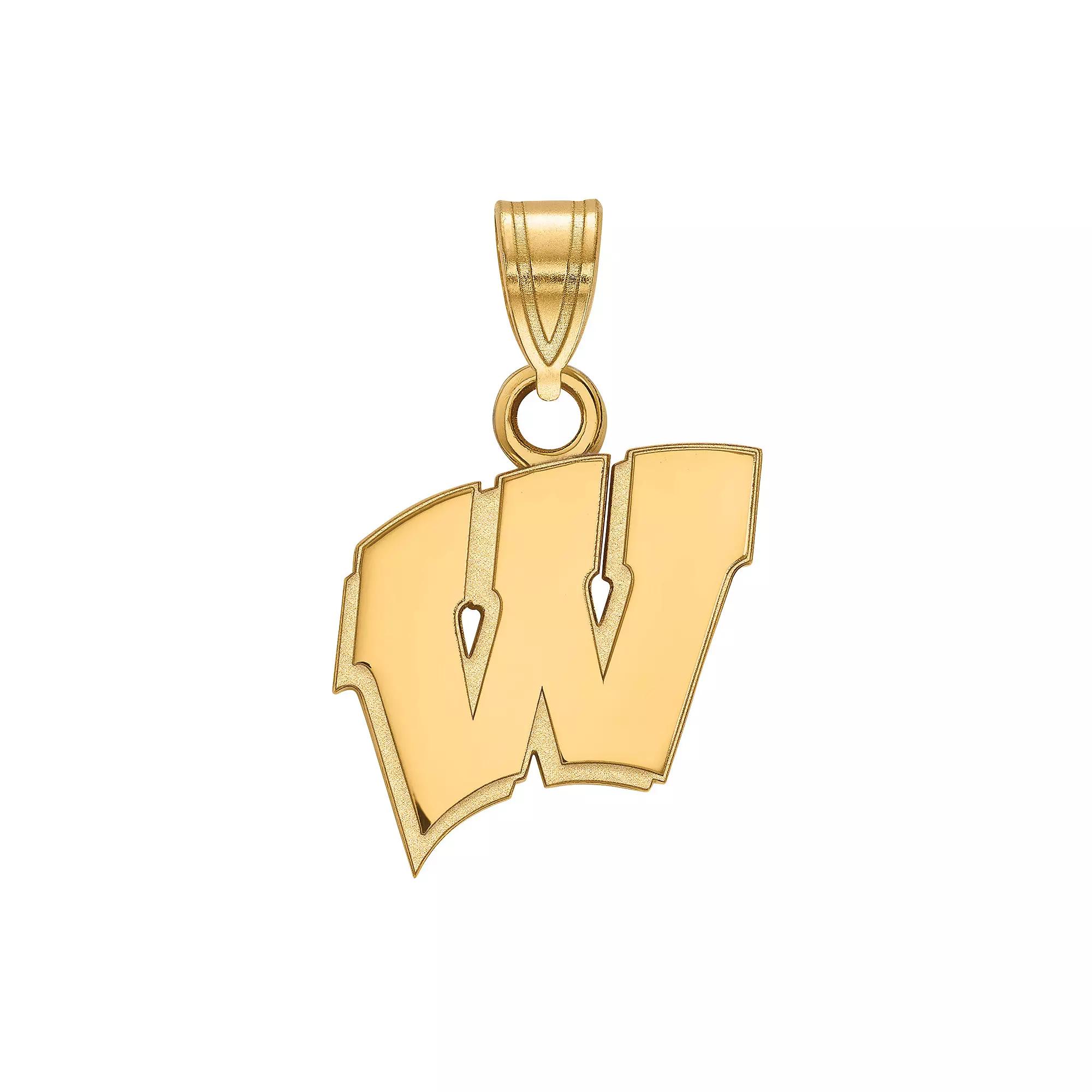 LogoArt 14k Gold Plated Silver Wisconsin Badgers Pendant, Women's, Size: 18 mm Product Image