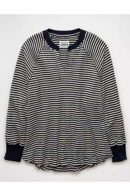 AE Big Hug Notch Neck Waffle Sweatshirt Women's Product Image