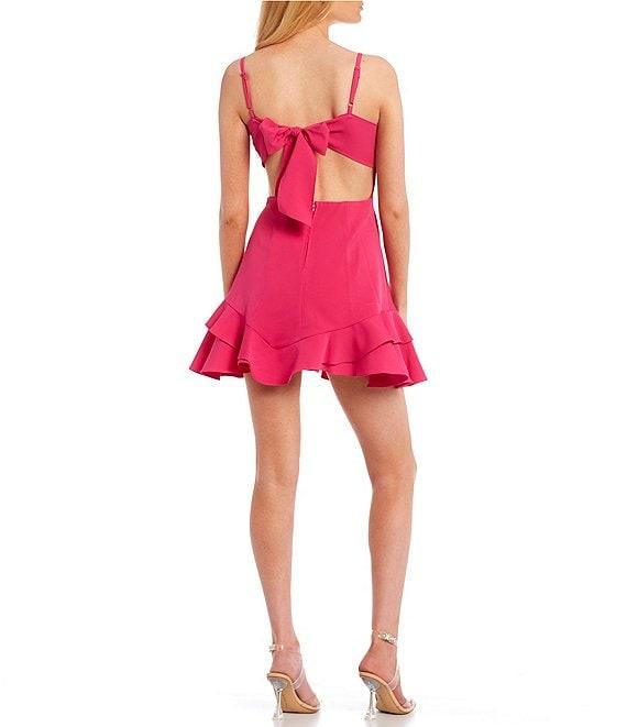 Dear Moon Sleeveless Peekaboo Bow Back Double Flounce Hem Fit and Flare Dress Product Image