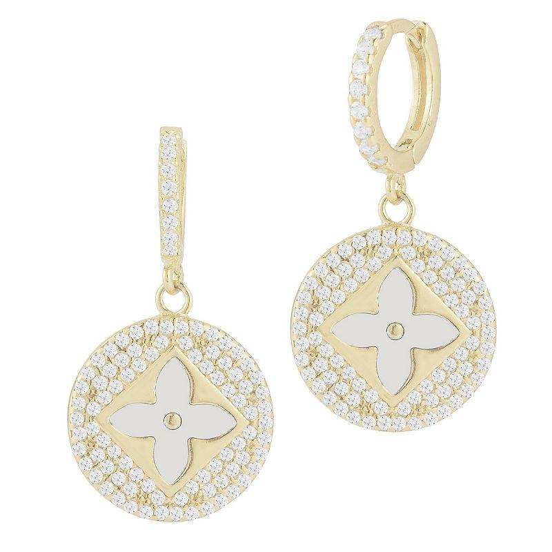 Sunkissed Sterling Gemstone & Cubic Zirconia Clover Earrings, Women's, Silver Tone White Product Image