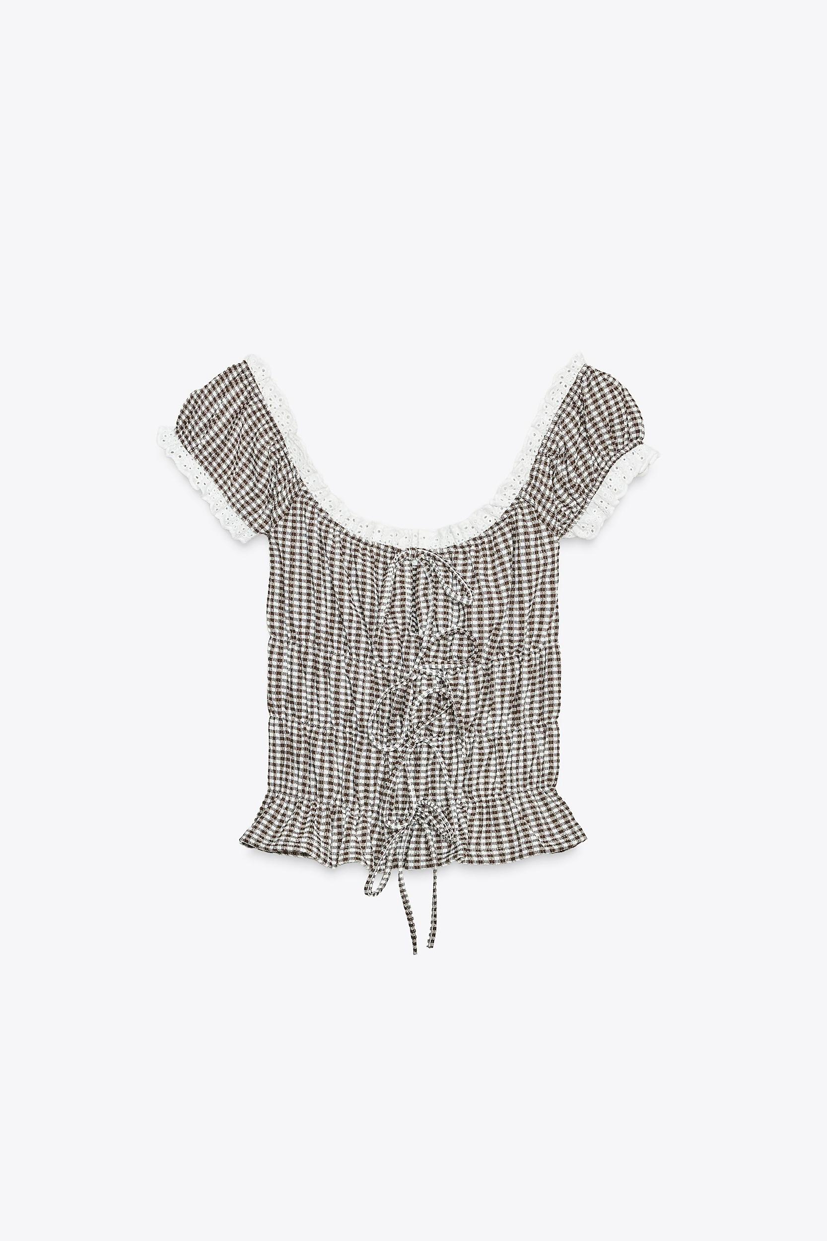 GINGHAM LACE TOP Product Image