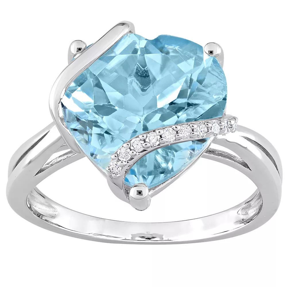 Stella Grace Sterling Silver Blue Topaz & Diamond Accent Heart Wrapped Ring, Women's, Size: 6 Product Image