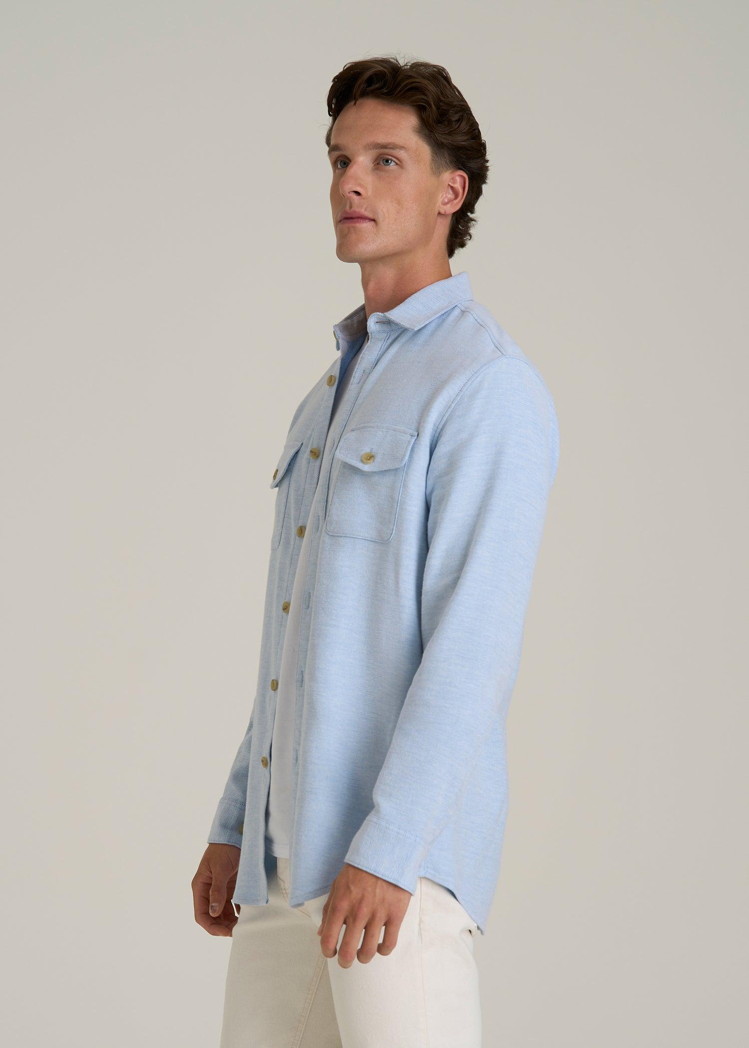 Everyday Comfort Terry Overshirt for Tall Men in Cloud Blue Male Product Image