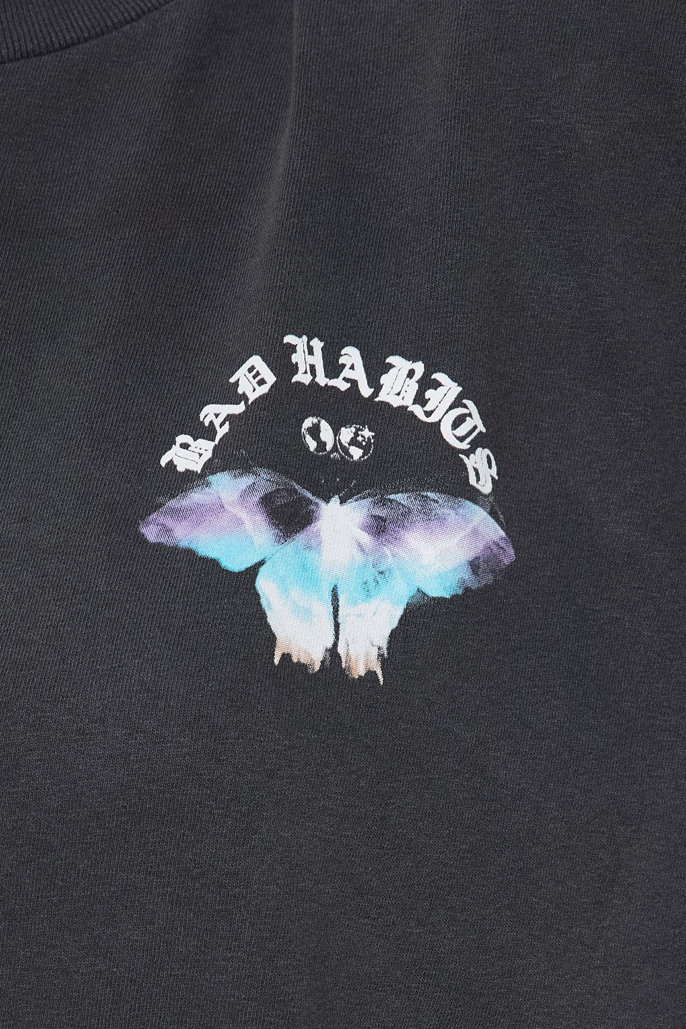 Bad Habits Washed Oversized Tee - Charcoal Female Product Image