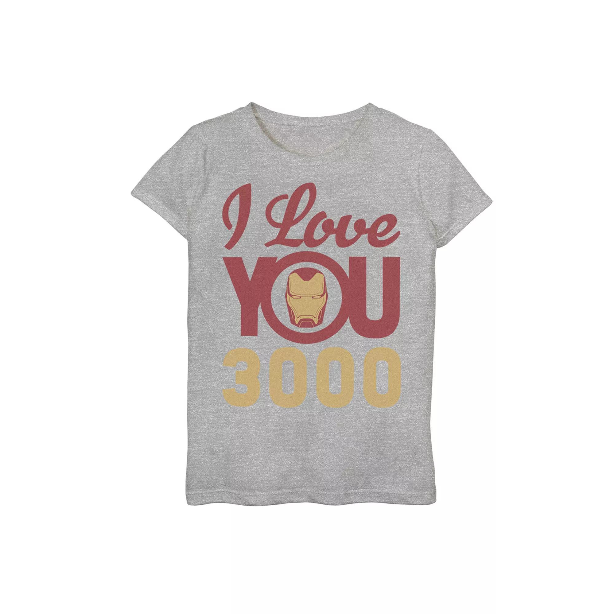 Girls 7-16 Marvel Avengers Endgame Iron Man "I Love You 3000" Helmet Logo Tee, Girl's, Size: Medium, Athletic Grey Product Image
