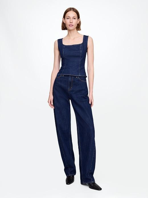 Square-Neck Denim Top Product Image