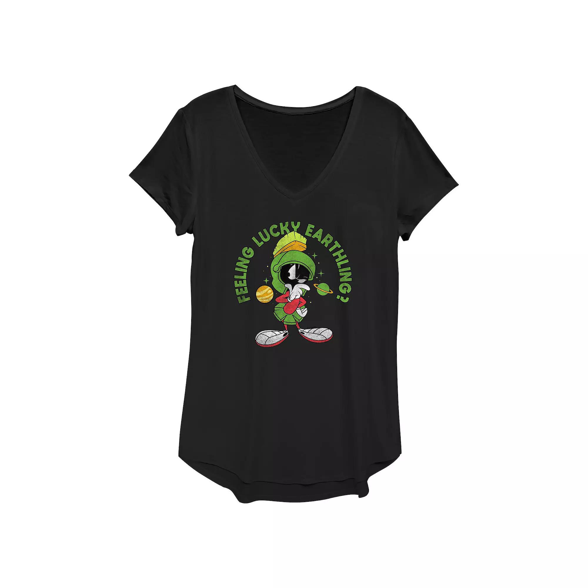 Women's Looney Tunes Marvin The Martian Feeling Lucky Earthlings Graphic Tee,  Product Image